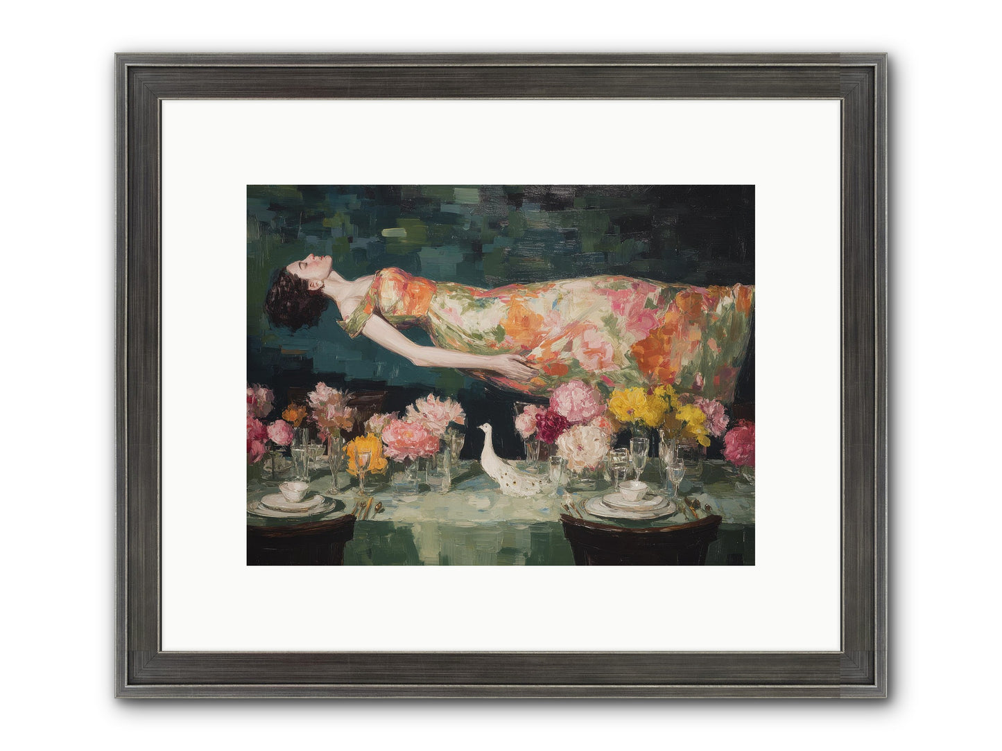 Midsummer At Parasol Park Framed Print - Slimwoods Black/Silver 12x9