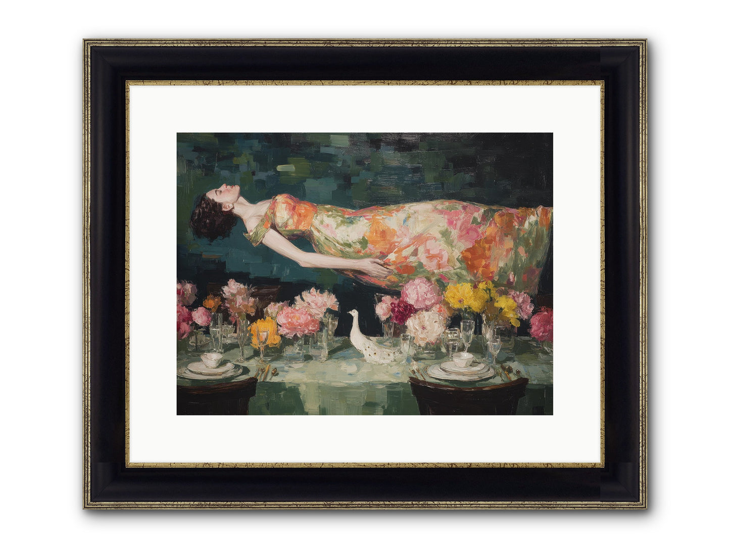 Midsummer At Parasol Park Framed Print - Black & Gold 16x12