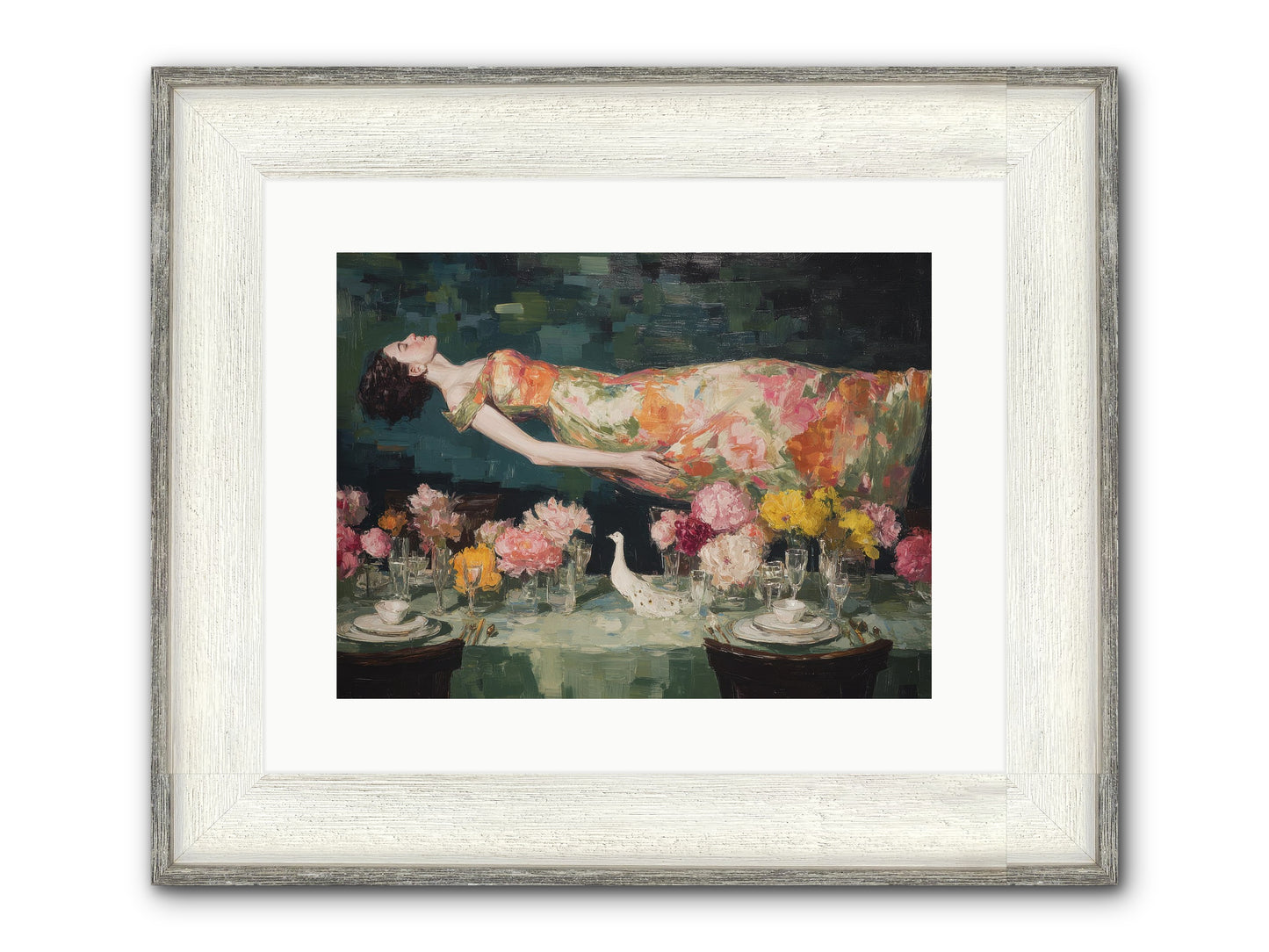 Midsummer At Parasol Park Framed Print - Driftwood White 16x12