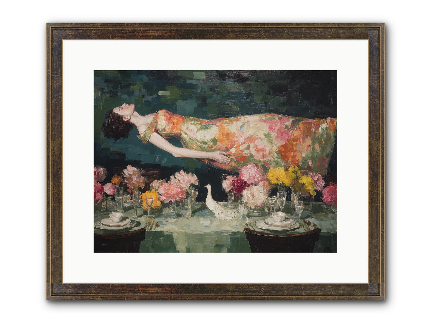 Midsummer At Parasol Park Framed Print - Slimwoods Black/Gold 16x12
