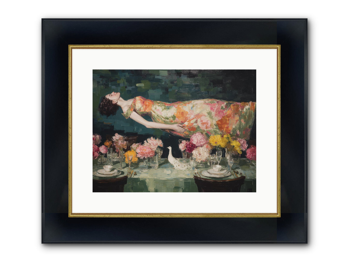 Midsummer At Parasol Park Framed Print - Wide Black w/Gold 16x12