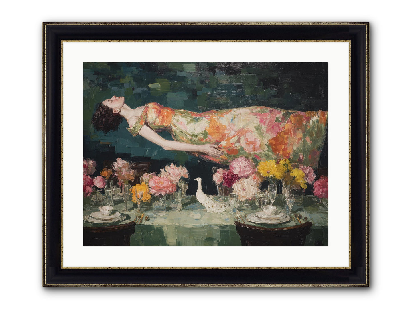 Midsummer At Parasol Park Framed Print - Black & Gold 24x18