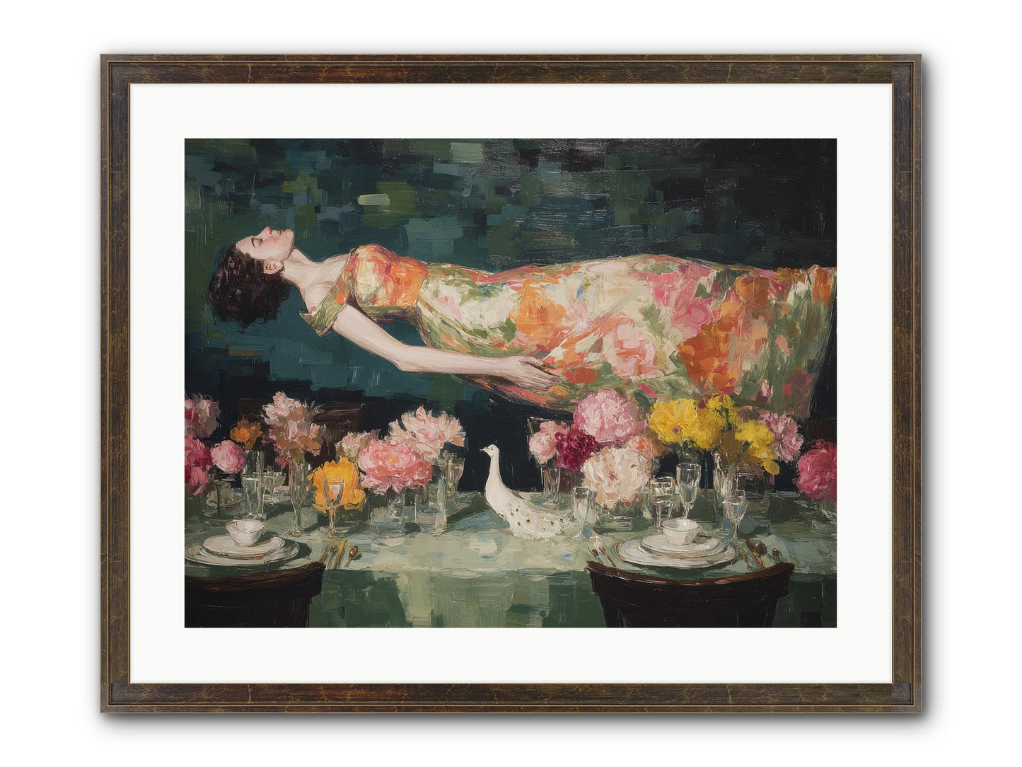 Midsummer At Parasol Park Framed Print - Slimwoods Black/Gold 24x18