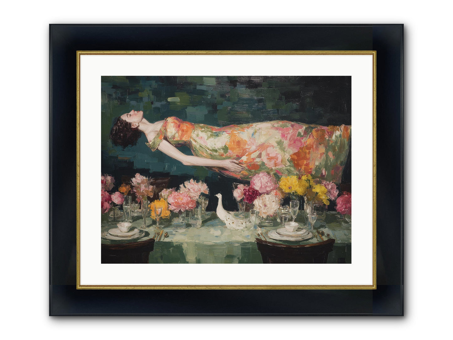 Midsummer At Parasol Park Framed Print - Wide Black w/Gold 24x18