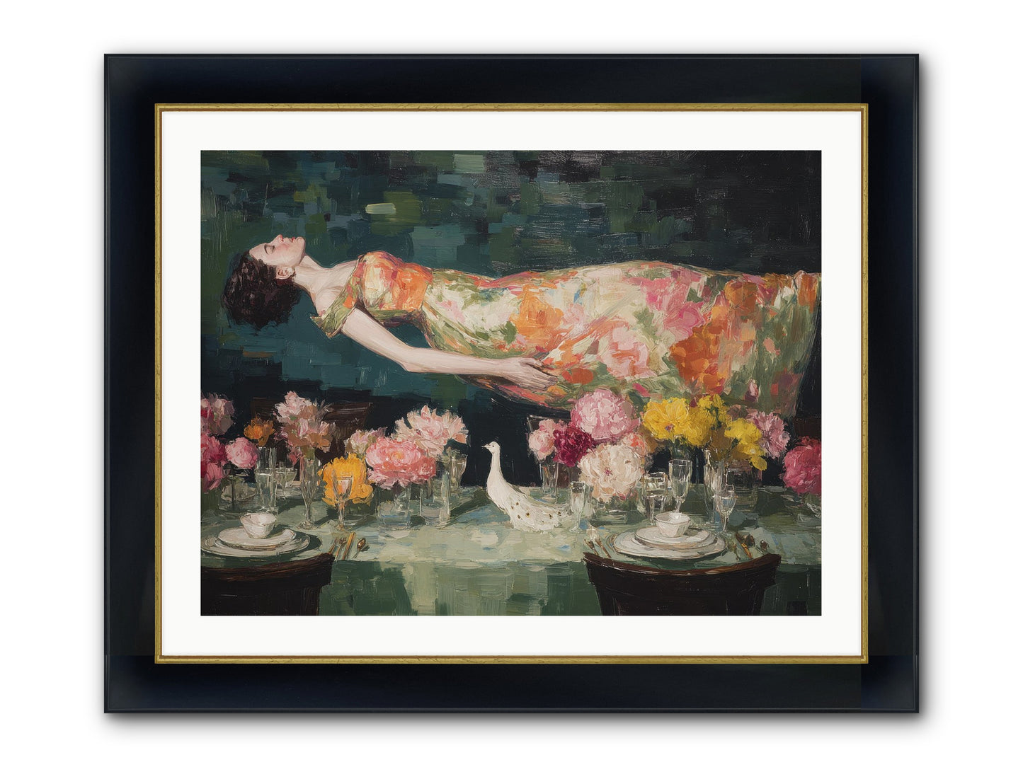 Midsummer At Parasol Park Framed Print - Wide Black w/Gold 32x24