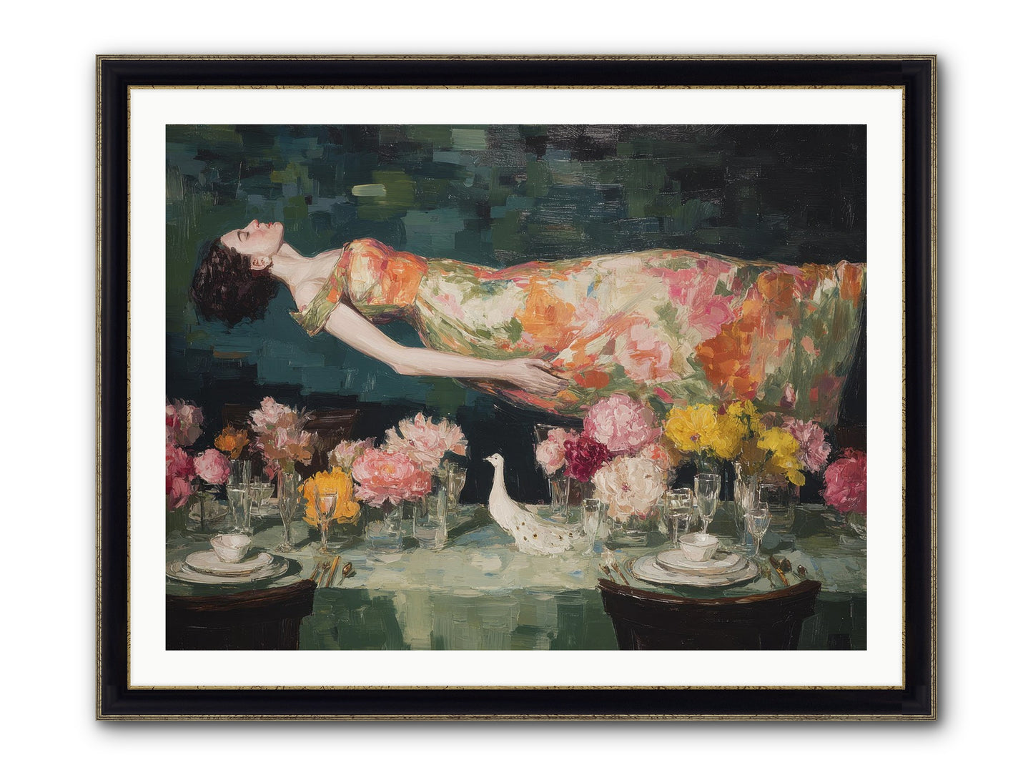 Midsummer At Parasol Park Framed Print - Black & Gold 40x30