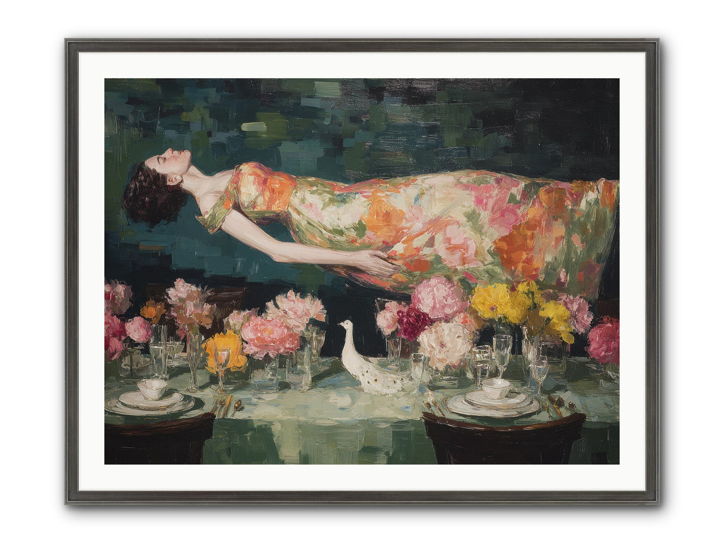 Midsummer At Parasol Park Framed Print - Slimwoods Black/Silver 40x30