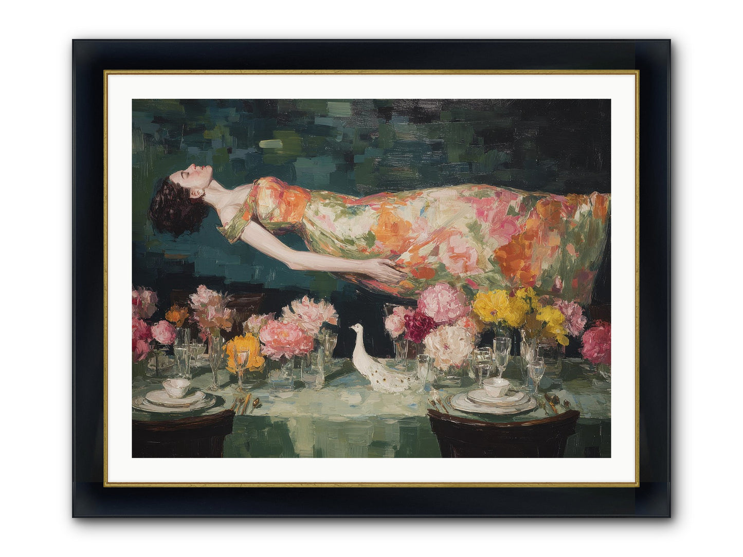 Midsummer At Parasol Park Framed Print - Wide Black w/Gold 40x30