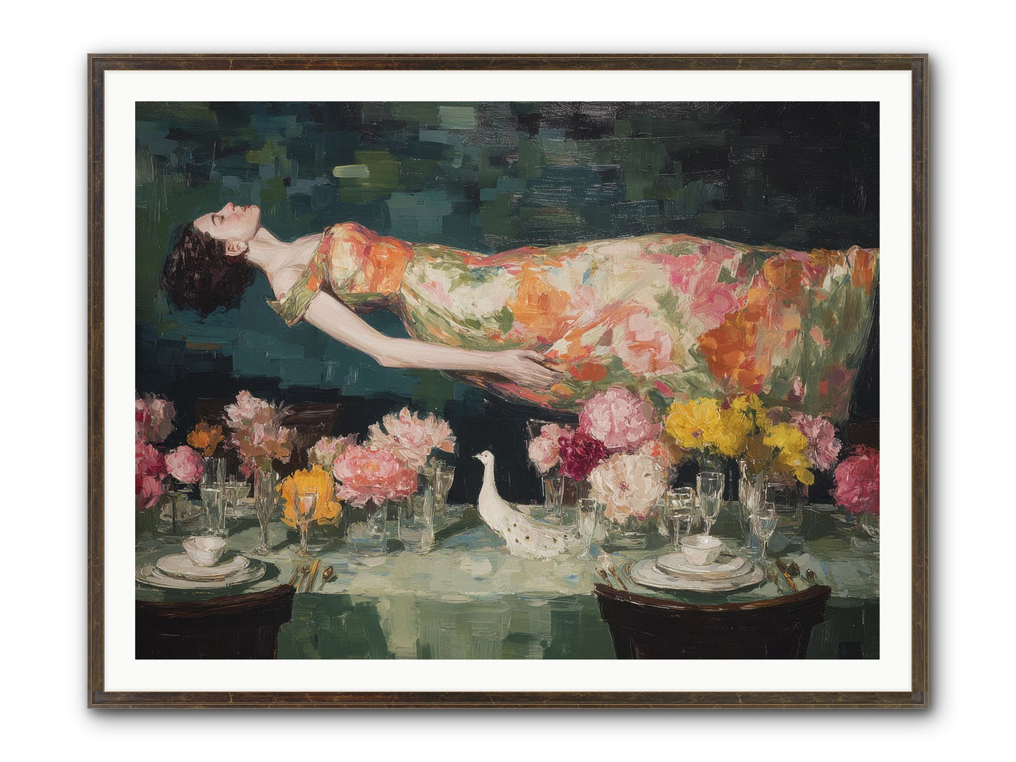 Midsummer At Parasol Park Framed Print - Slimwoods Black/Gold 48x36