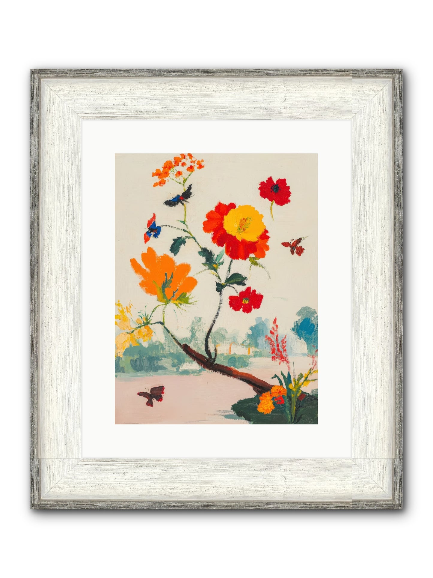 Midsummer Bloom Framed Print - Driftwood White 12x16