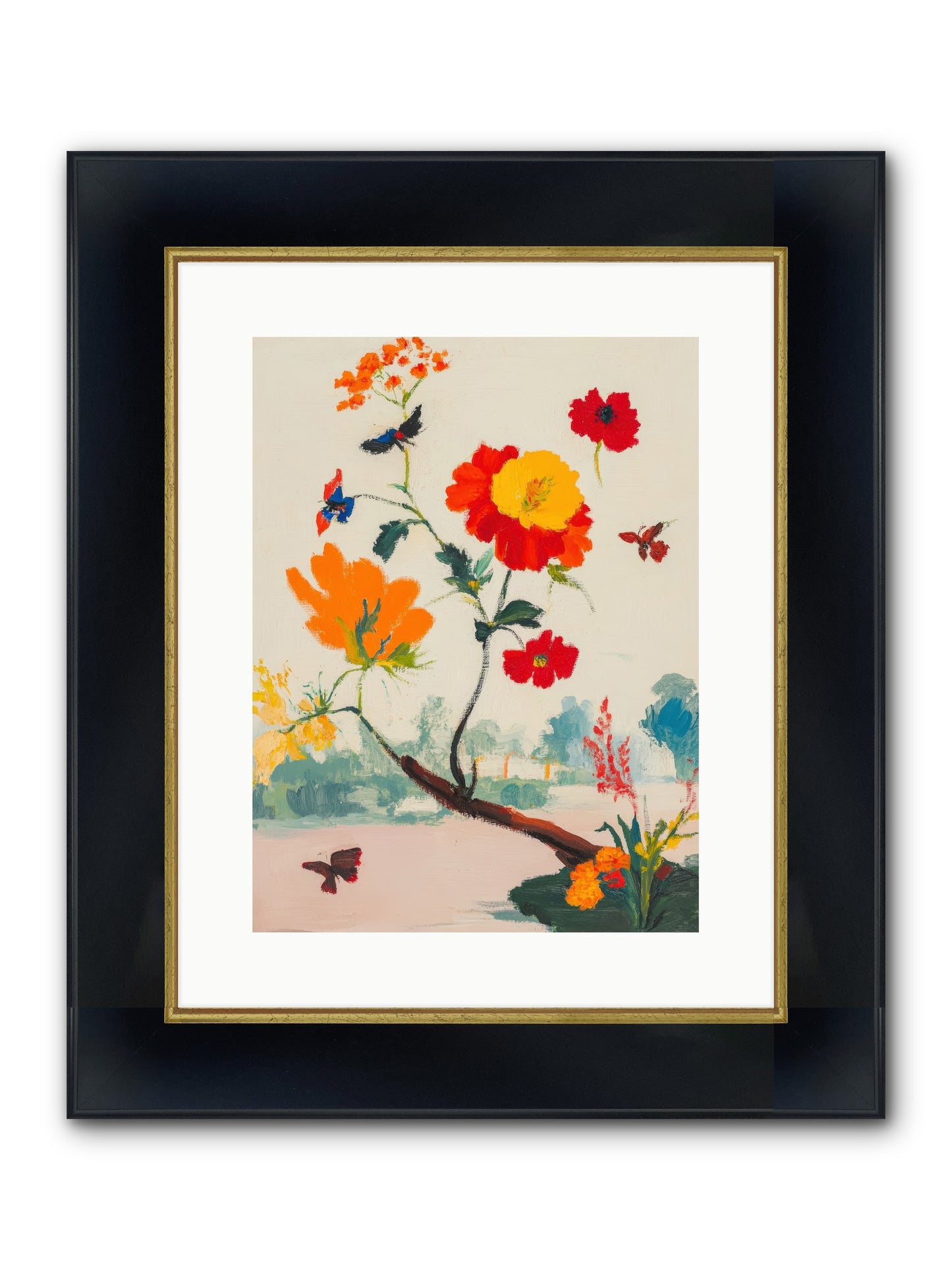 Midsummer Bloom Framed Print - Wide Black w/Gold 12x16