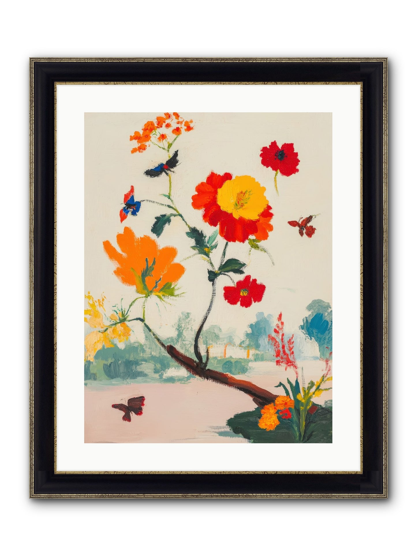 Midsummer Bloom Framed Print - Black & Gold 18x24