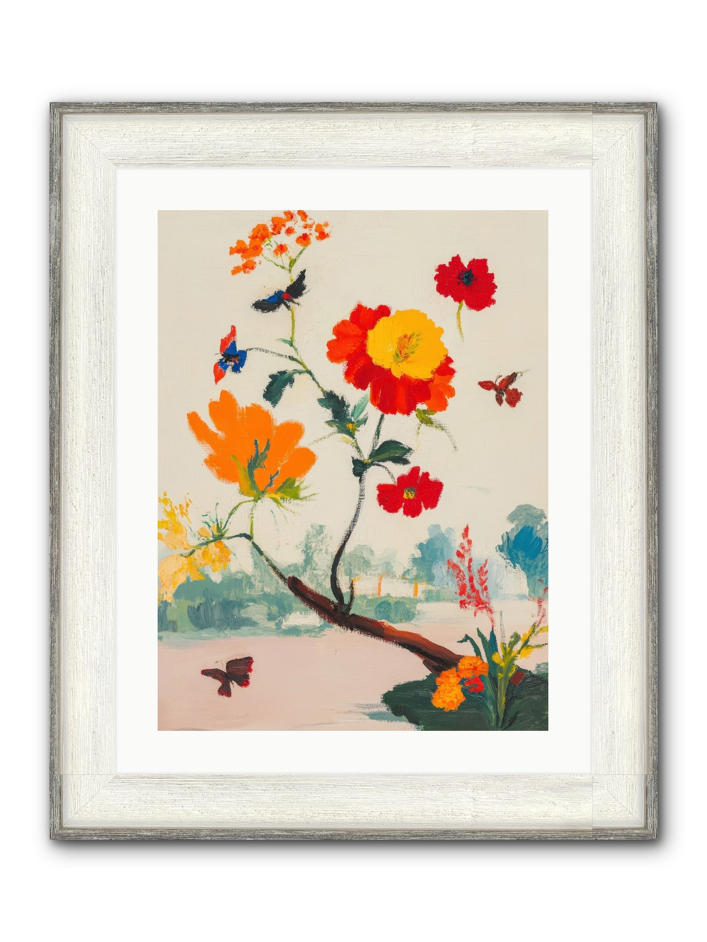 Midsummer Bloom Framed Print - Driftwood White 18x24