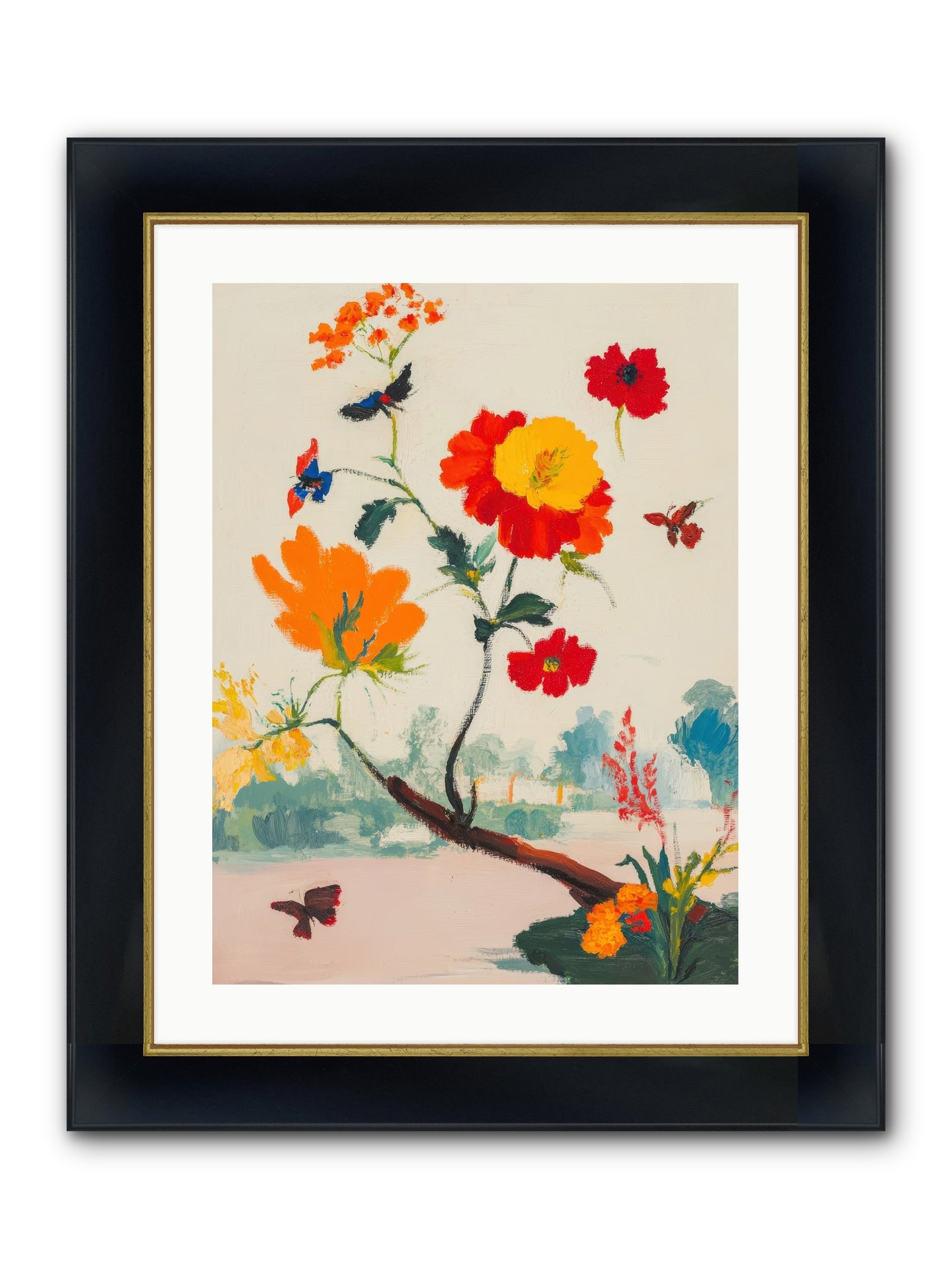 Midsummer Bloom Framed Print - Wide Black w/Gold 18x24