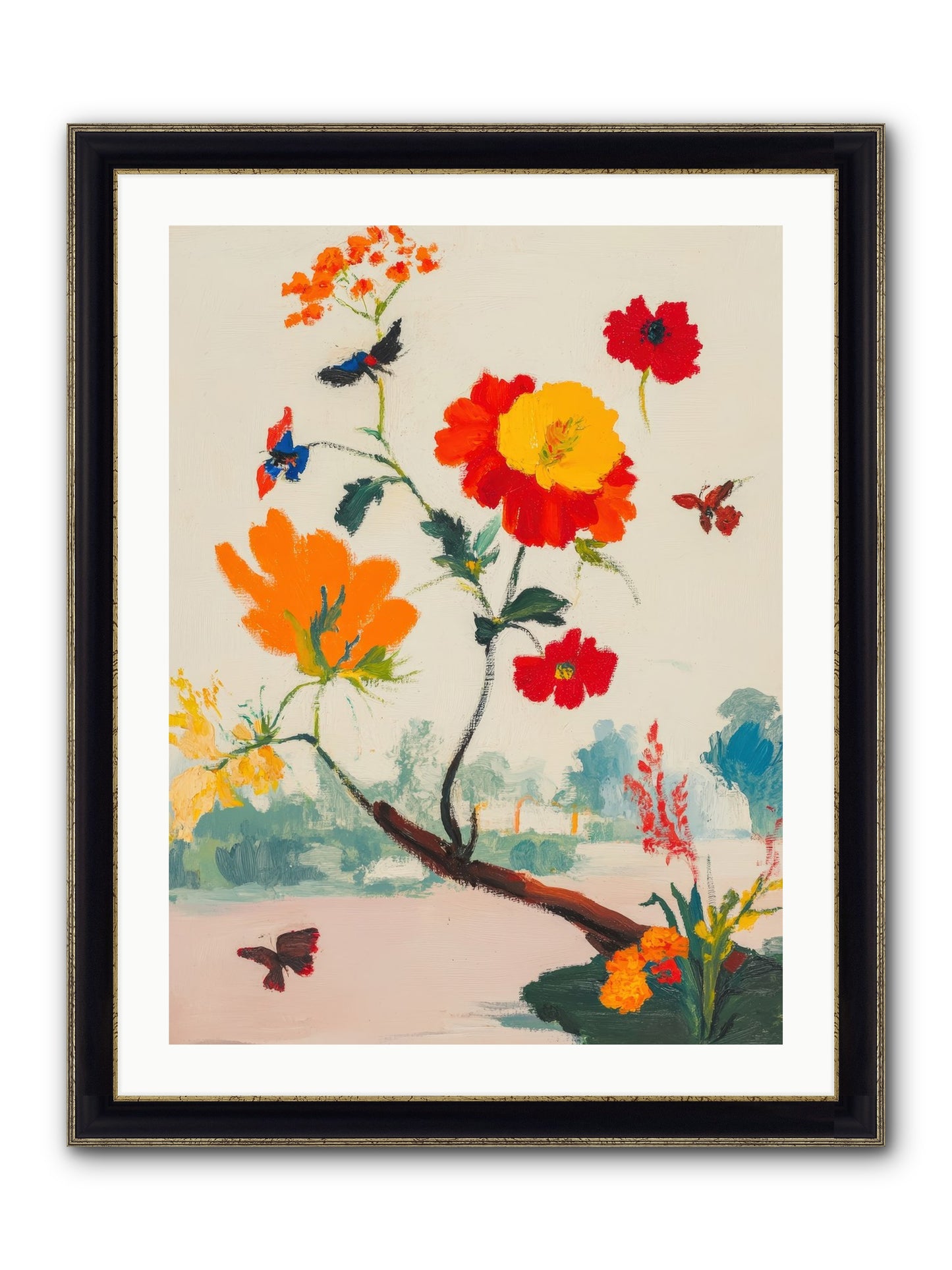 Midsummer Bloom Framed Print - Black & Gold 24x32