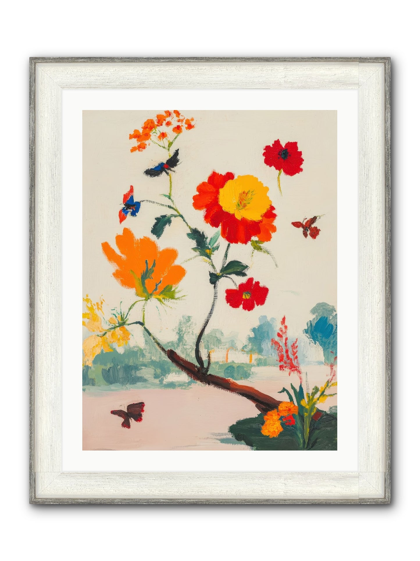 Midsummer Bloom Framed Print - Driftwood White 24x32
