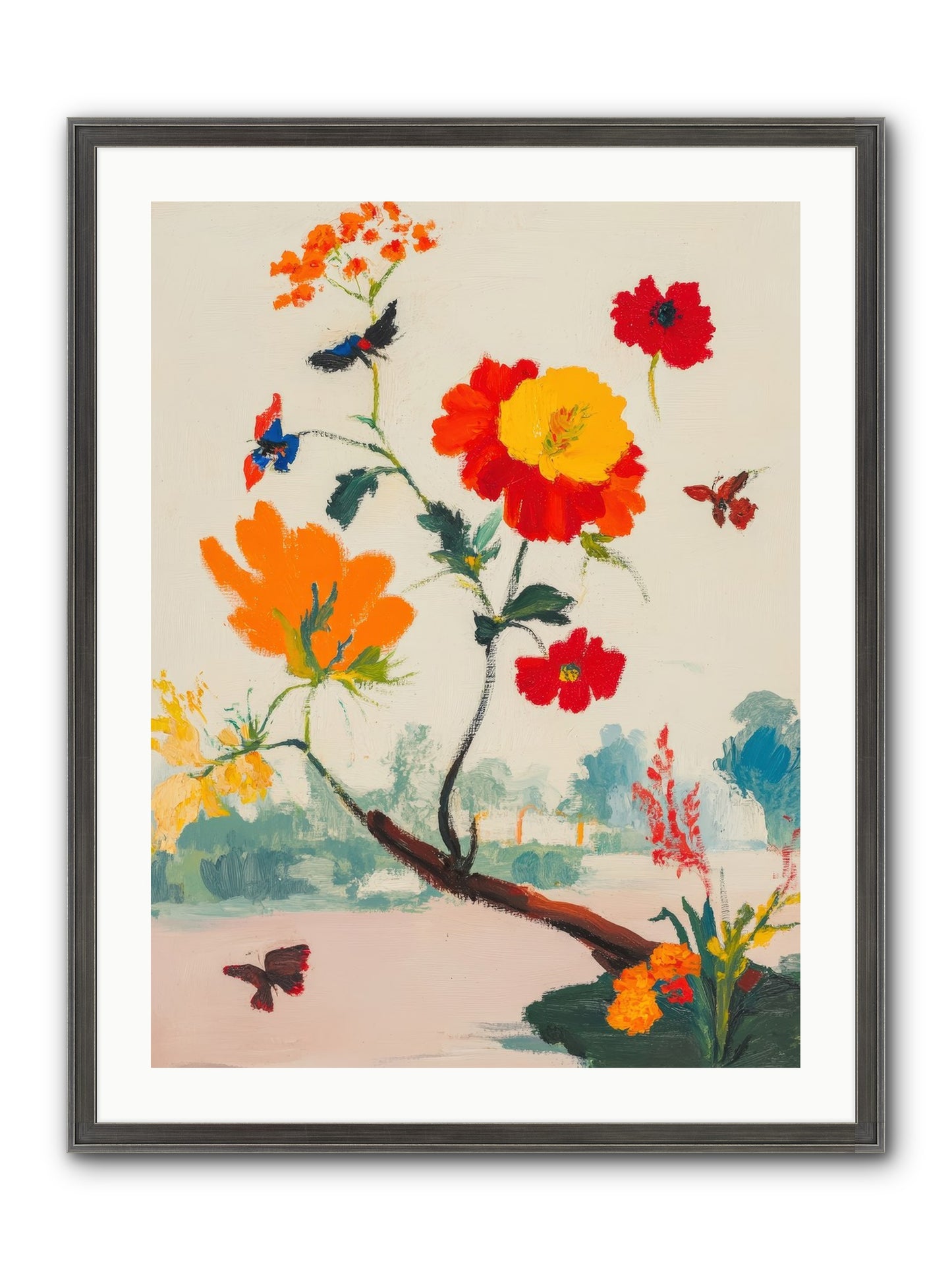 Midsummer Bloom Framed Print - Slimwoods Black/Silver 24x32
