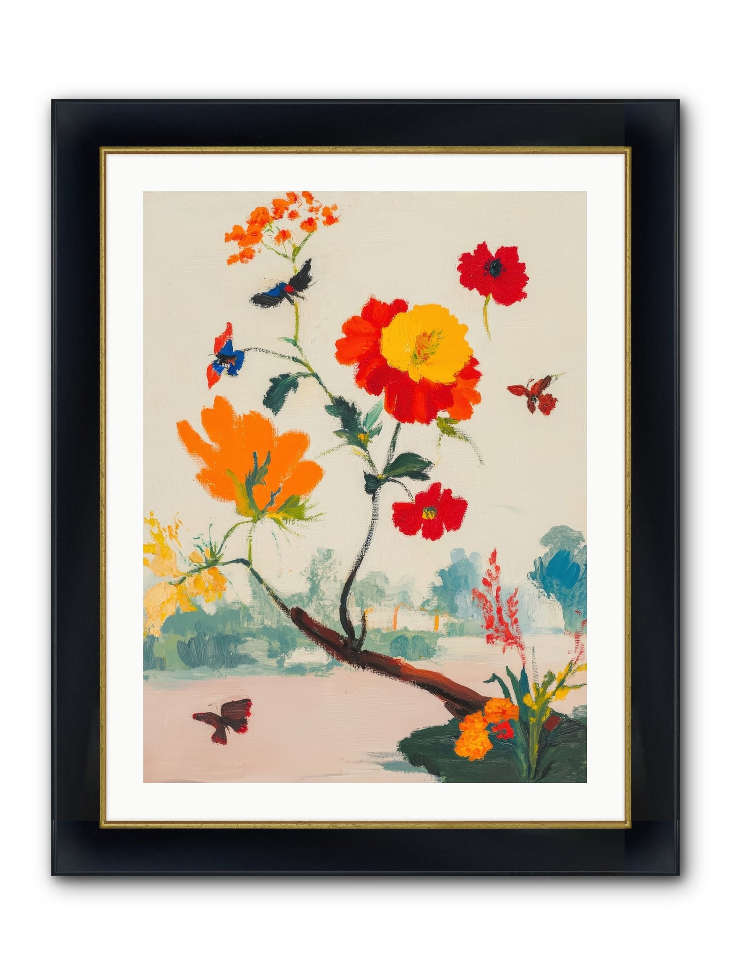Midsummer Bloom Framed Print - Wide Black w/Gold 24x32