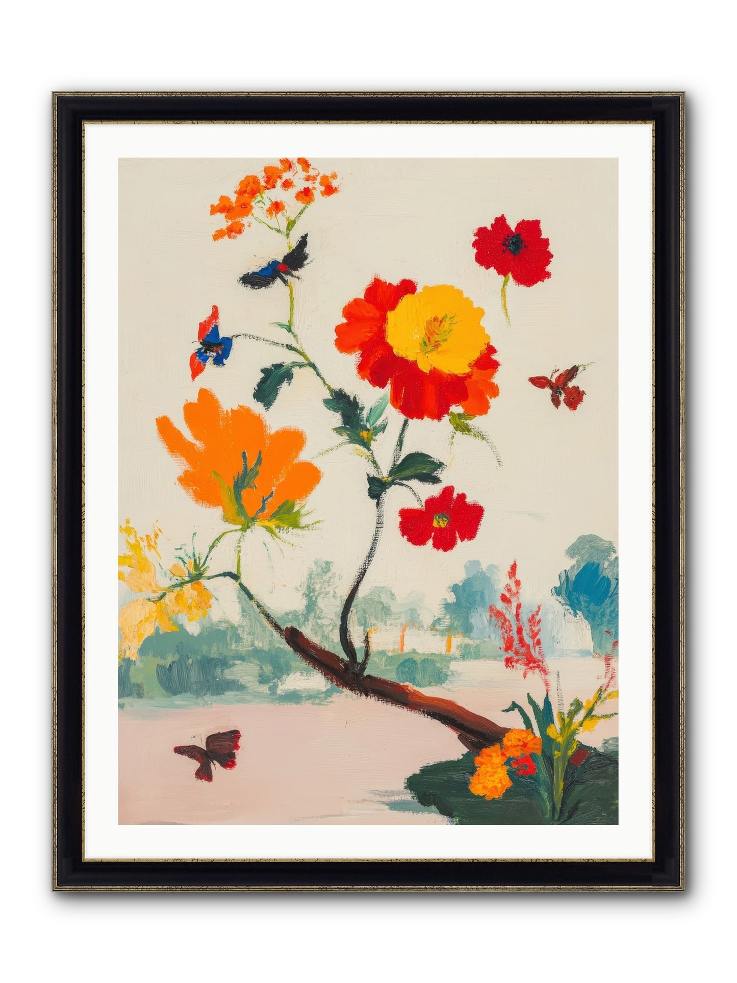 Midsummer Bloom Framed Print - Black & Gold 30x40