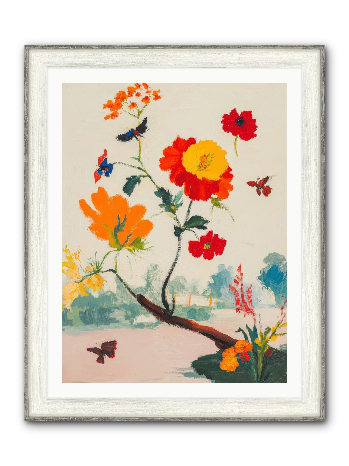 Midsummer Bloom Framed Print - Driftwood White 30x40