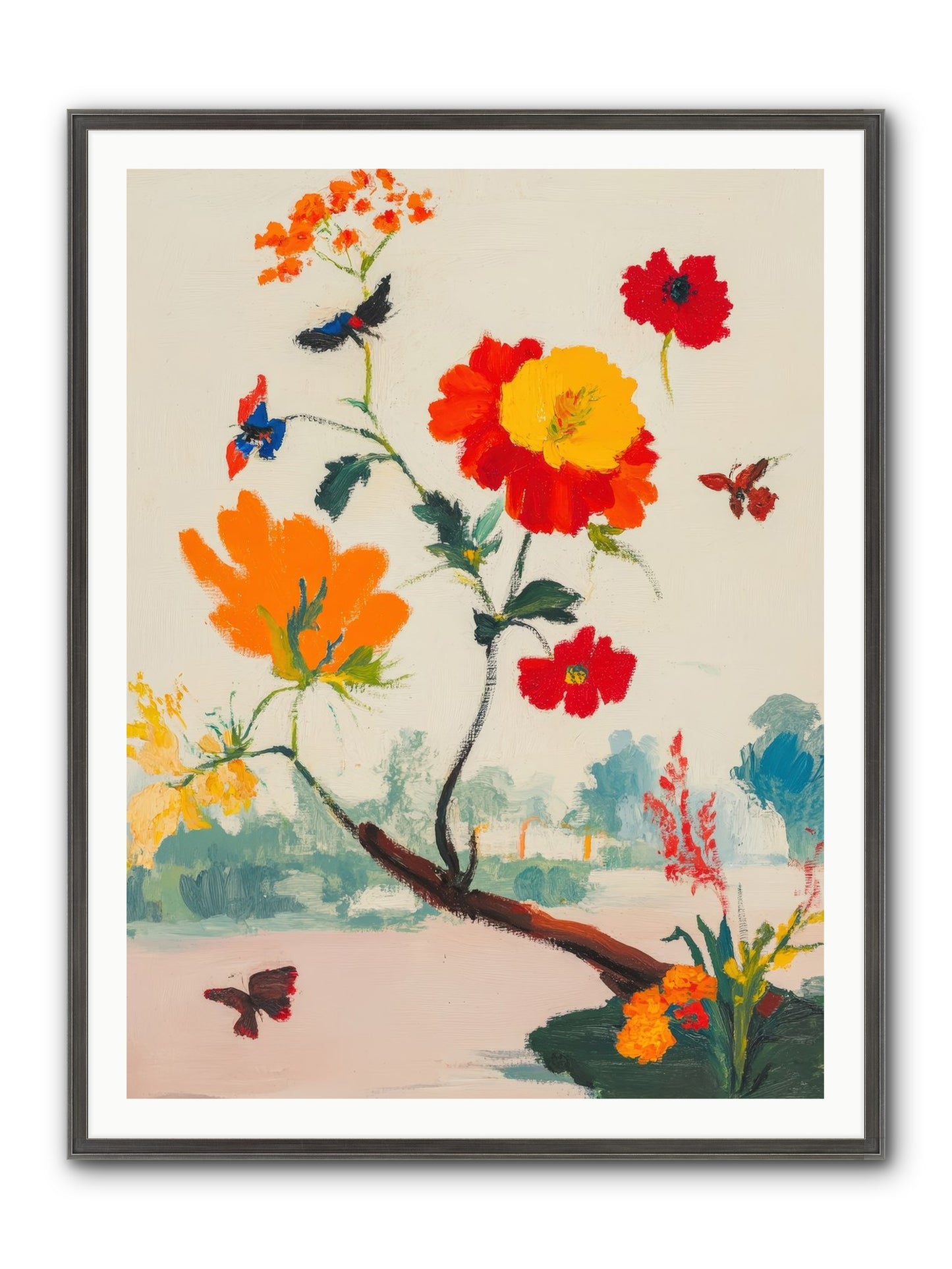 Midsummer Bloom Framed Print - Slimwoods Black/Silver 36x48