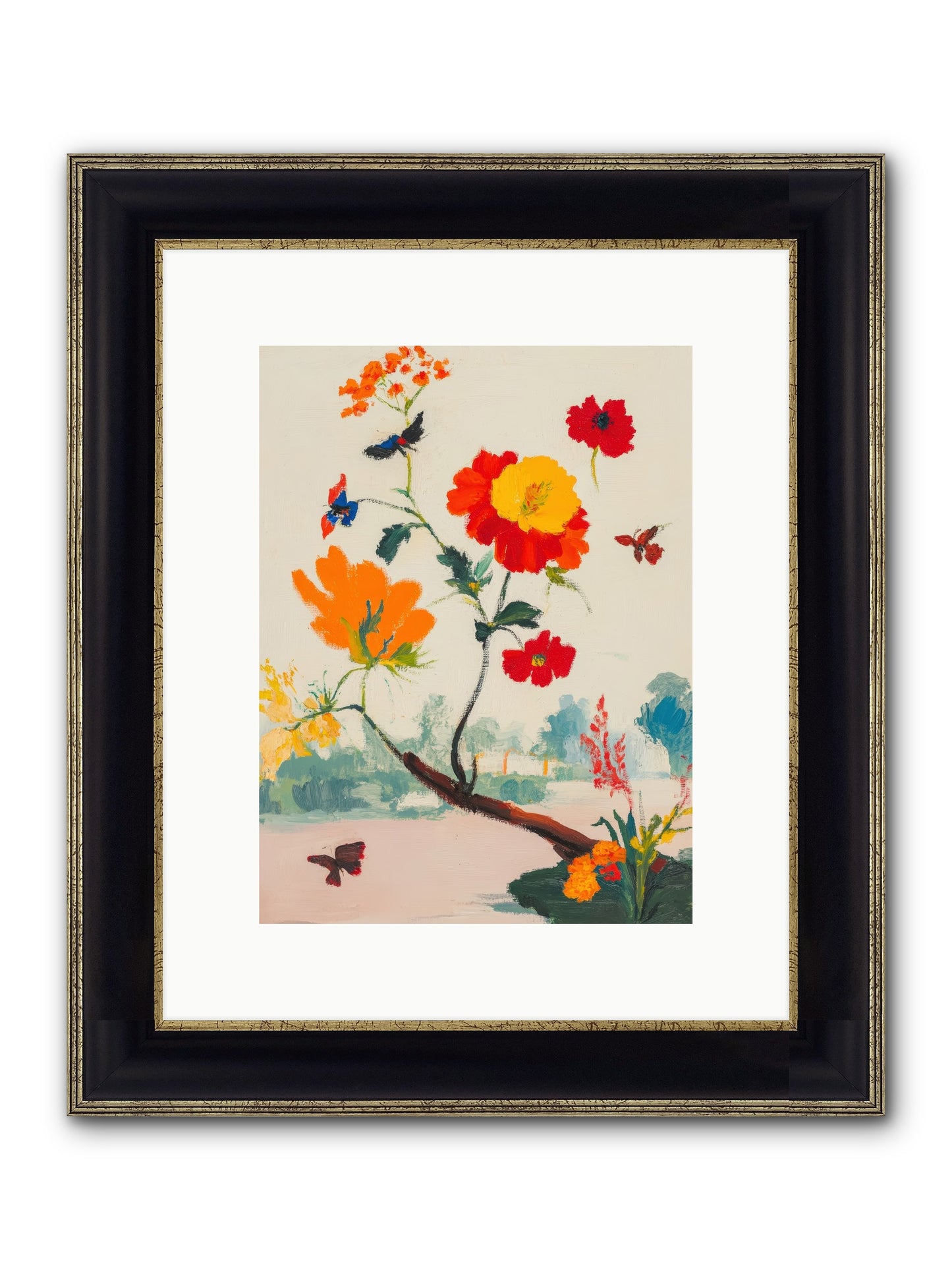 Midsummer Bloom Framed Print - Black & Gold 9x12