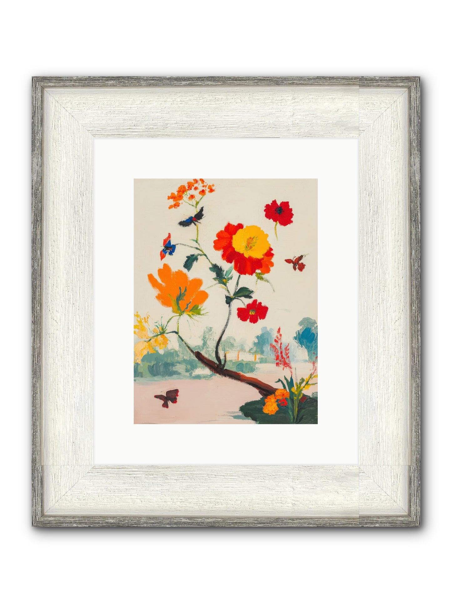 Midsummer Bloom Framed Print - Driftwood White 9x12