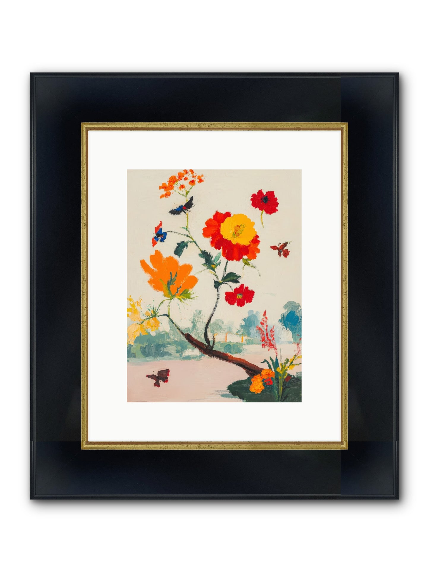 Midsummer Bloom Framed Print - Wide Black w/Gold 9x12