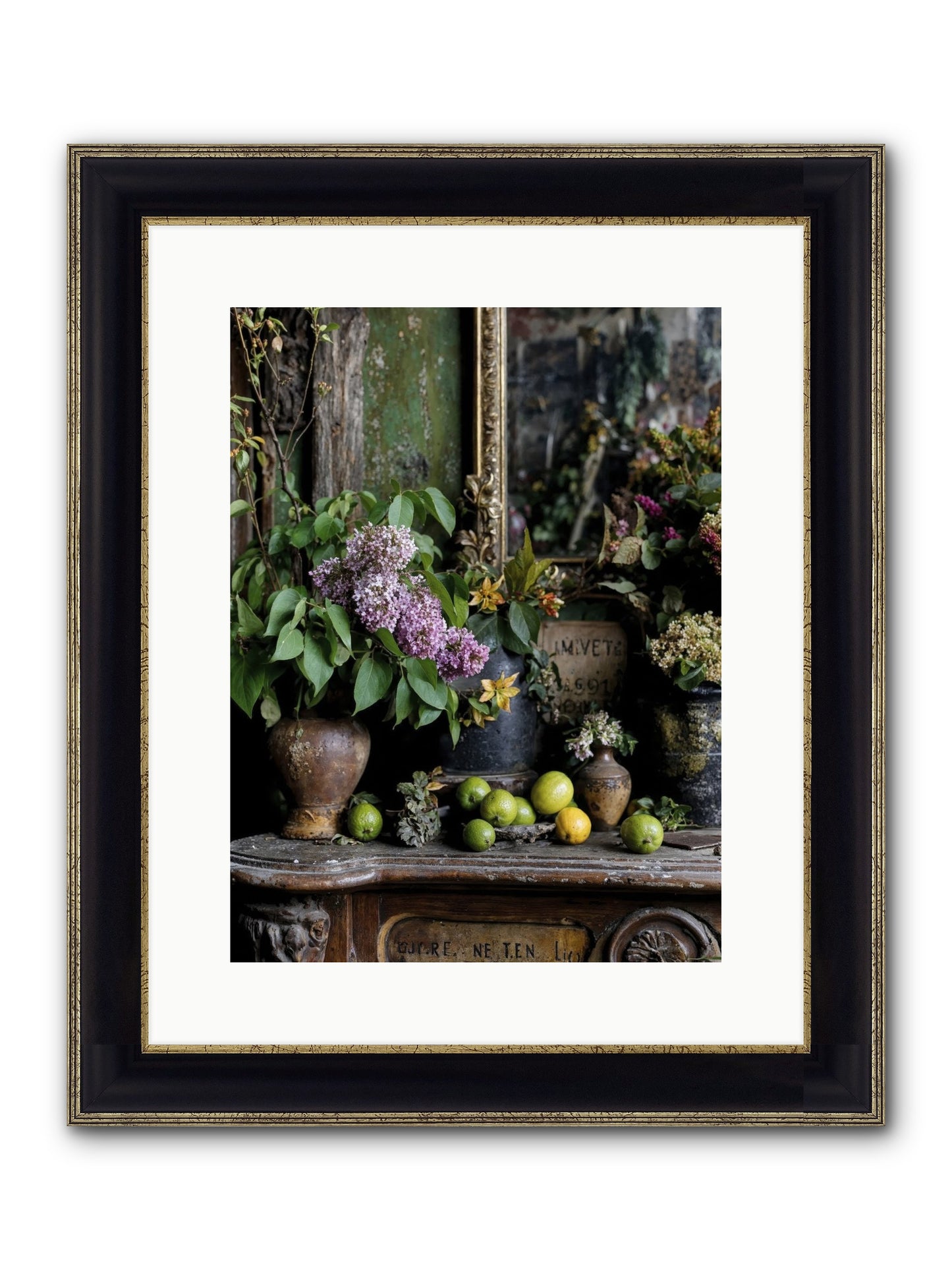 Midsummer's Garden Scheme Framed Print - Black & Gold 12x16