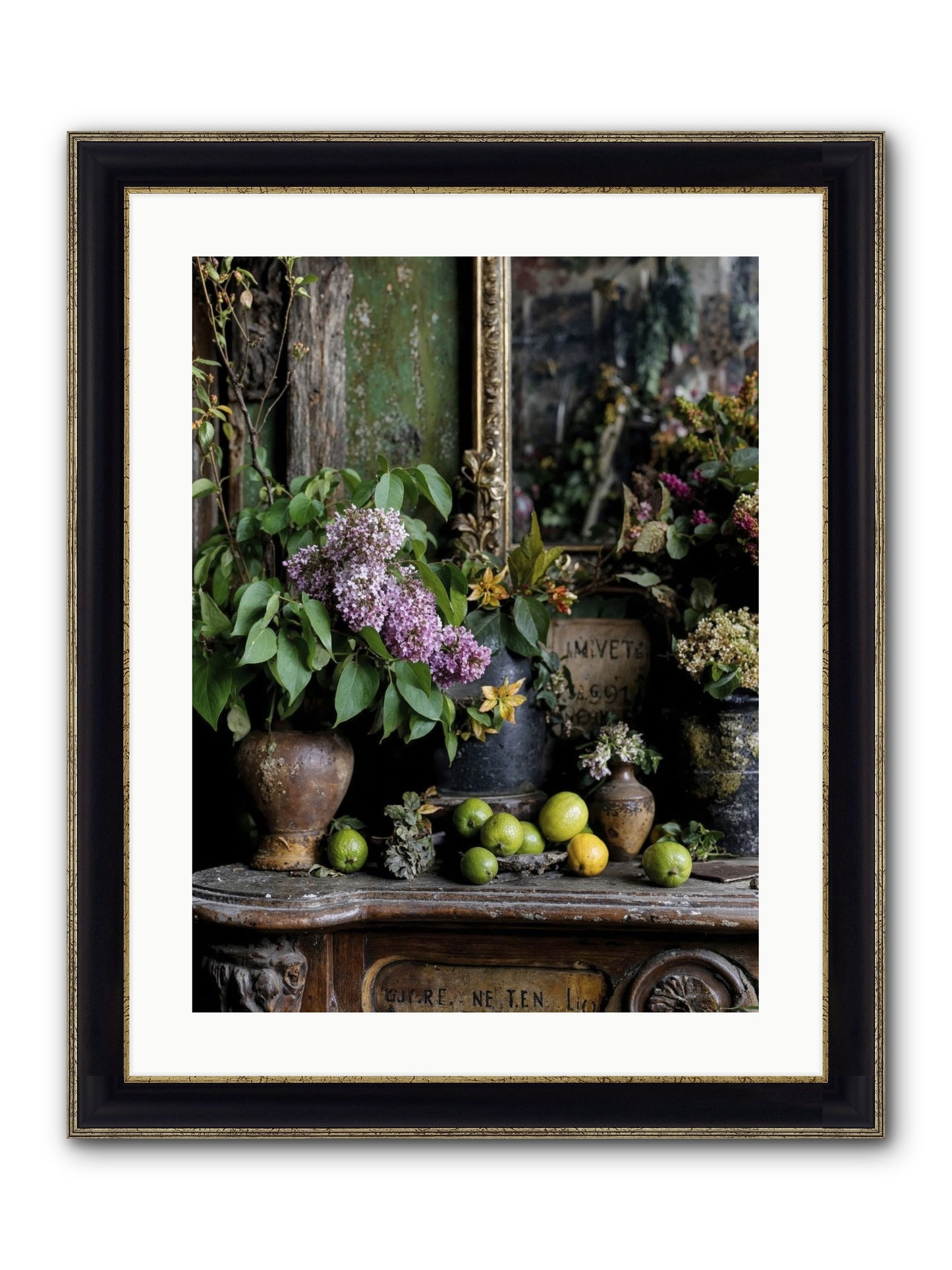 Midsummer's Garden Scheme Framed Print - Black & Gold 18x24