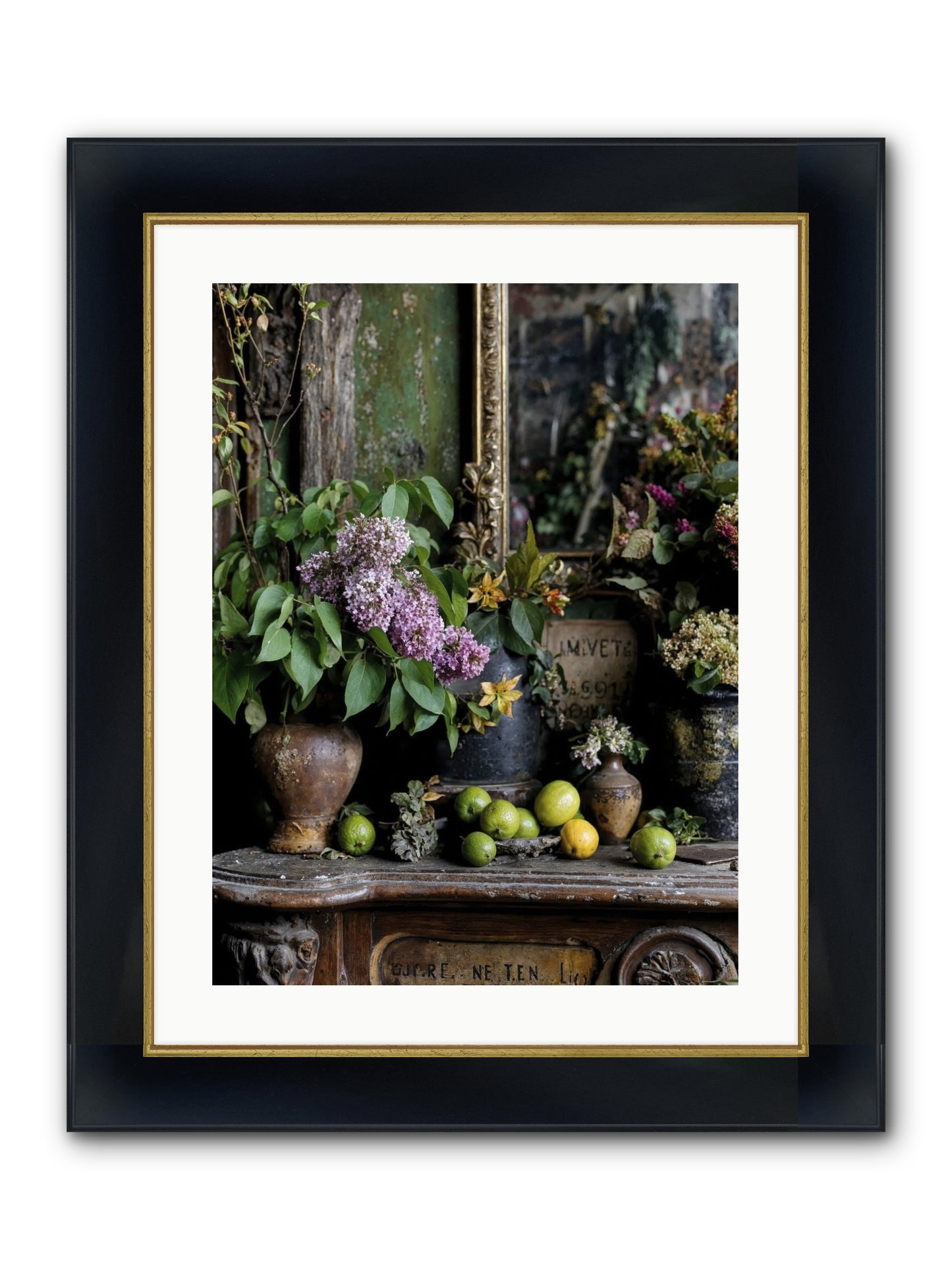 Midsummer's Garden Scheme Framed Print - Wide Black w/Gold 18x24