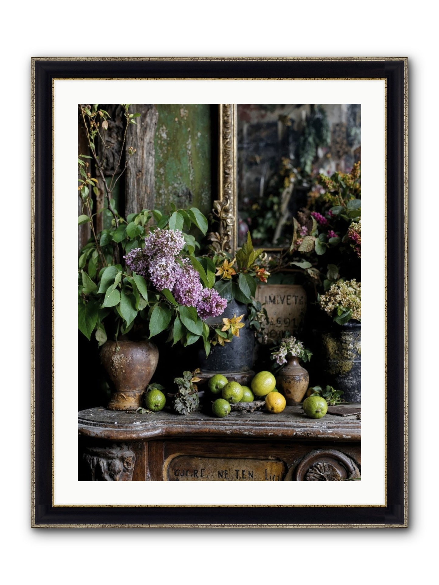 Midsummer's Garden Scheme Framed Print - Black & Gold 24x32