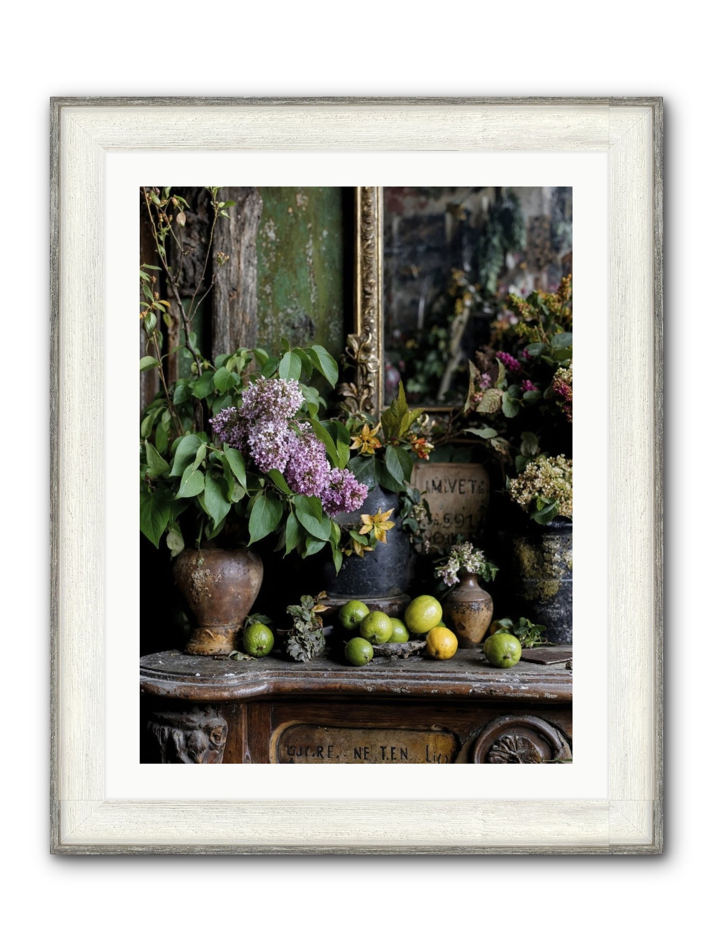 Midsummer's Garden Scheme Framed Print - Driftwood White 24x32