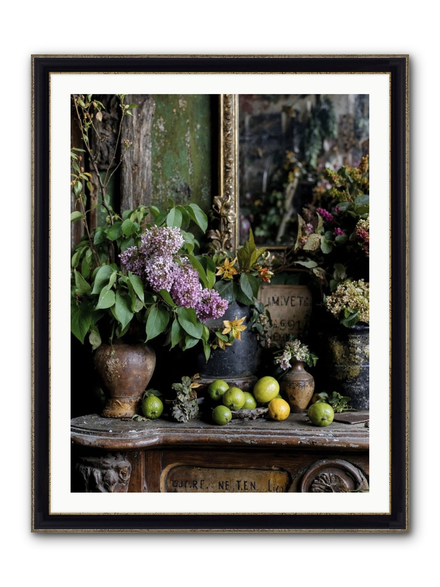 Midsummer's Garden Scheme Framed Print - Black & Gold 30x40