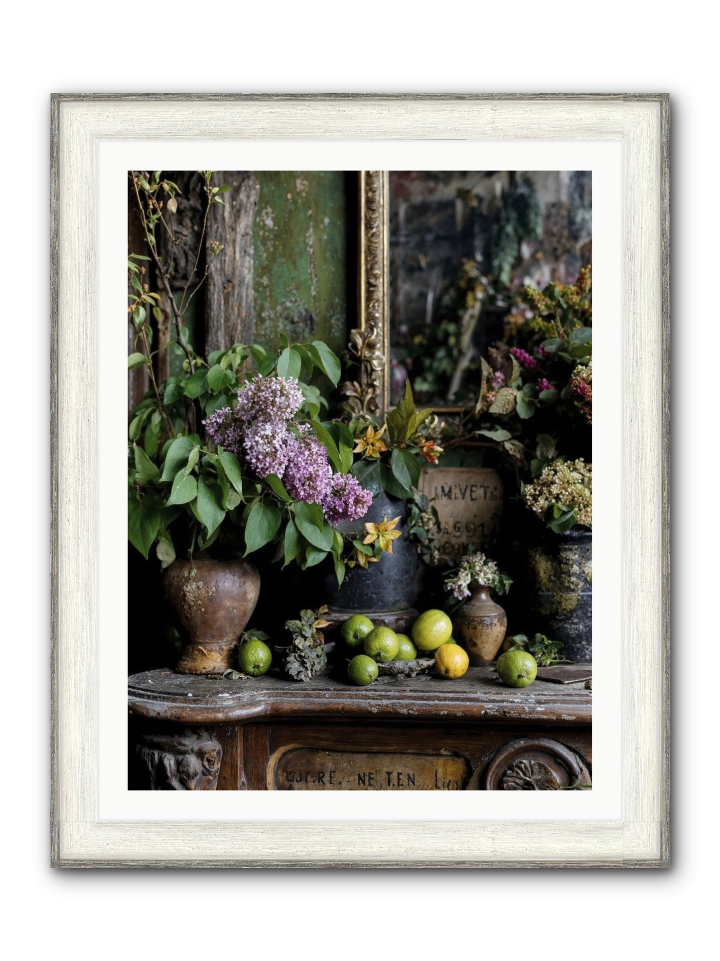 Midsummer's Garden Scheme Framed Print - Driftwood White 30x40