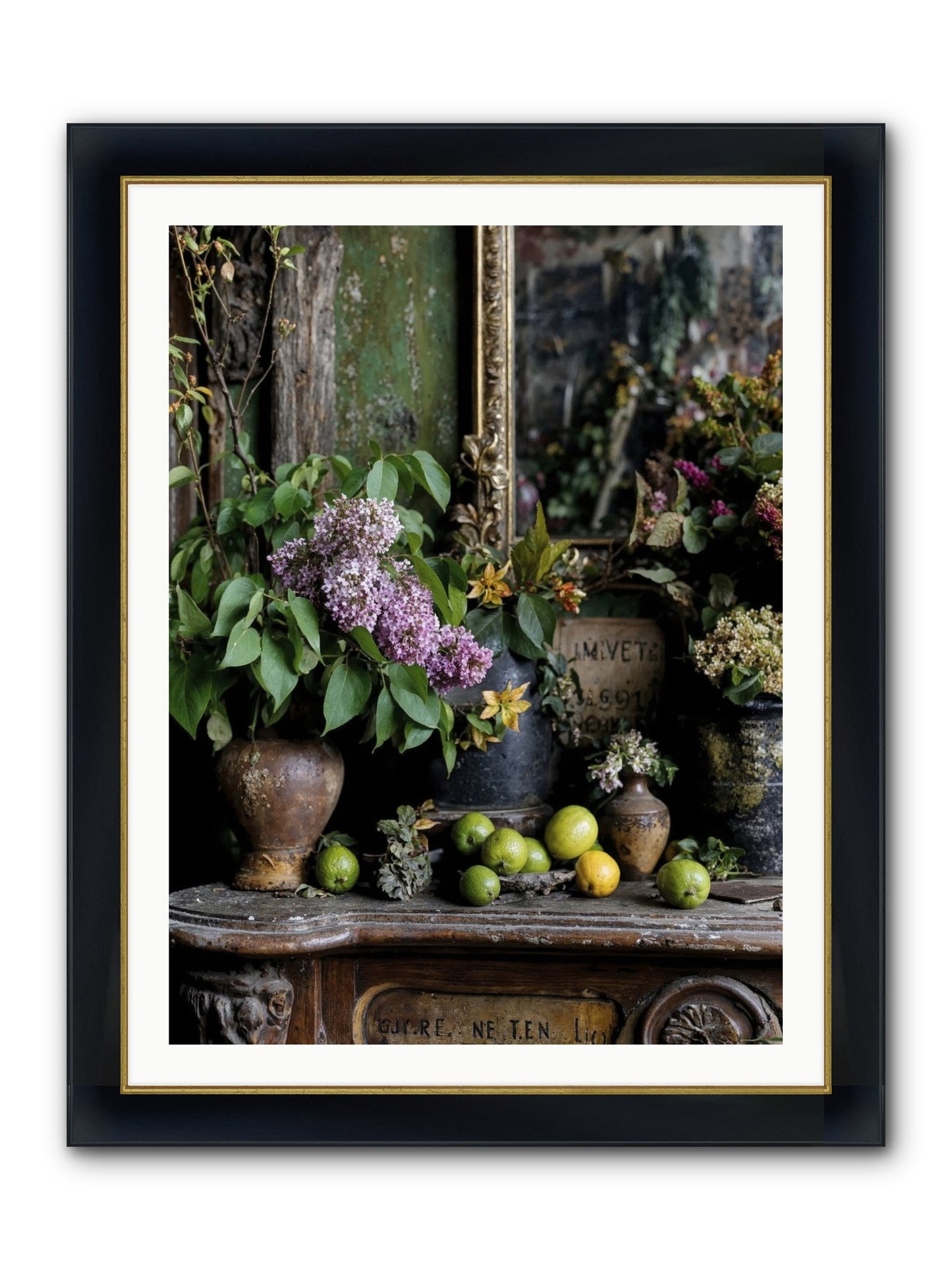 Midsummer's Garden Scheme Framed Print - Wide Black w/Gold 30x40