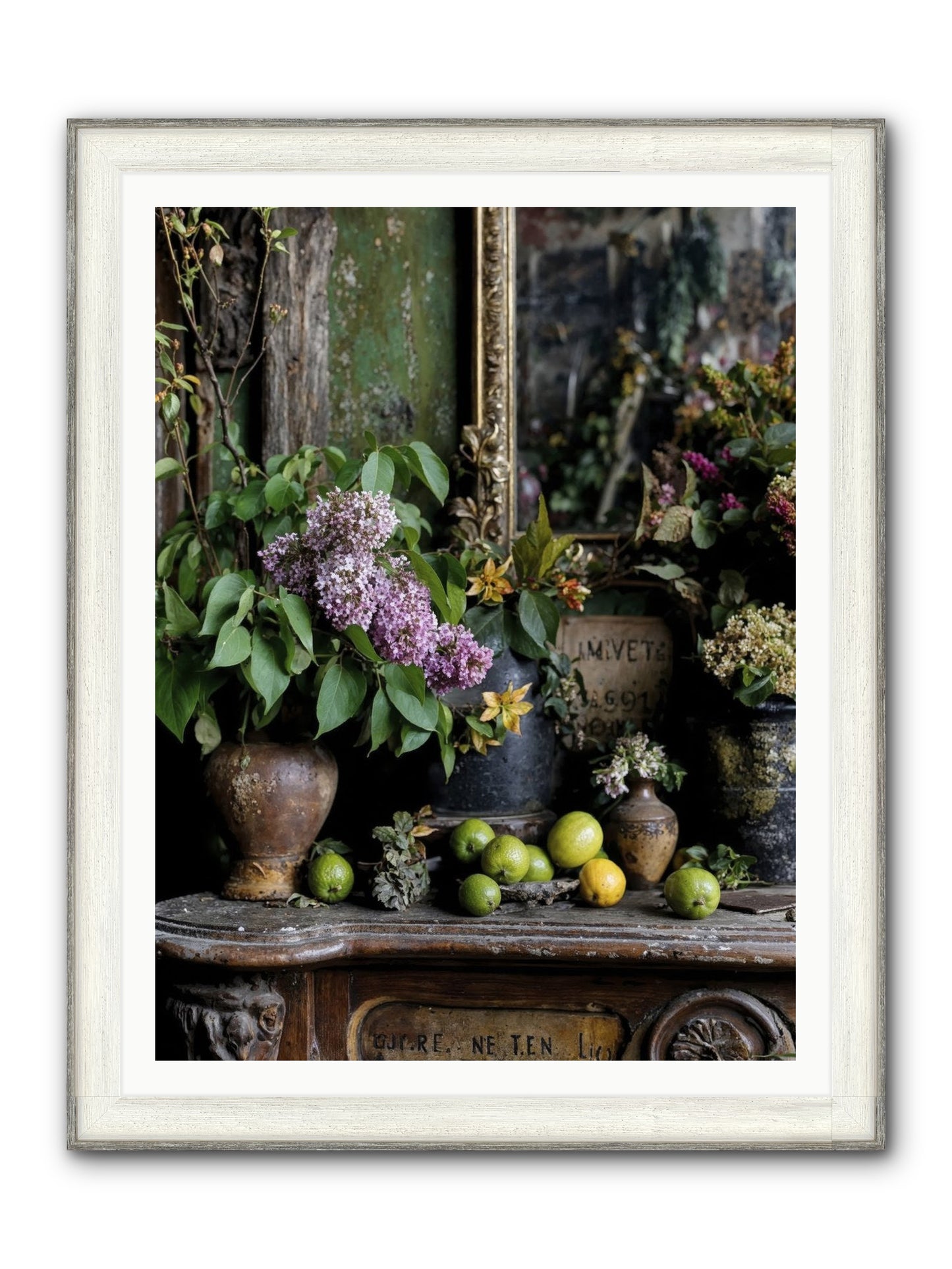 Midsummer's Garden Scheme Framed Print - Driftwood White 36x48