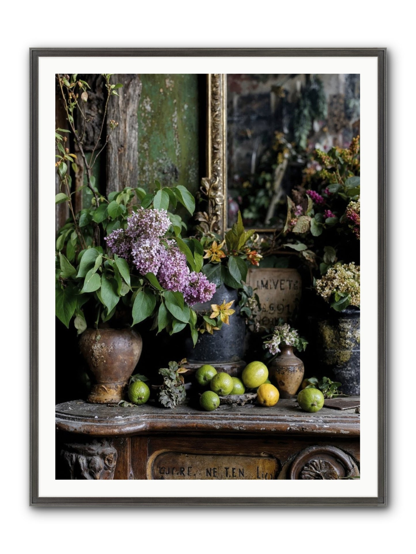 Midsummer's Garden Scheme Framed Print - Slimwoods Black/Silver 36x48