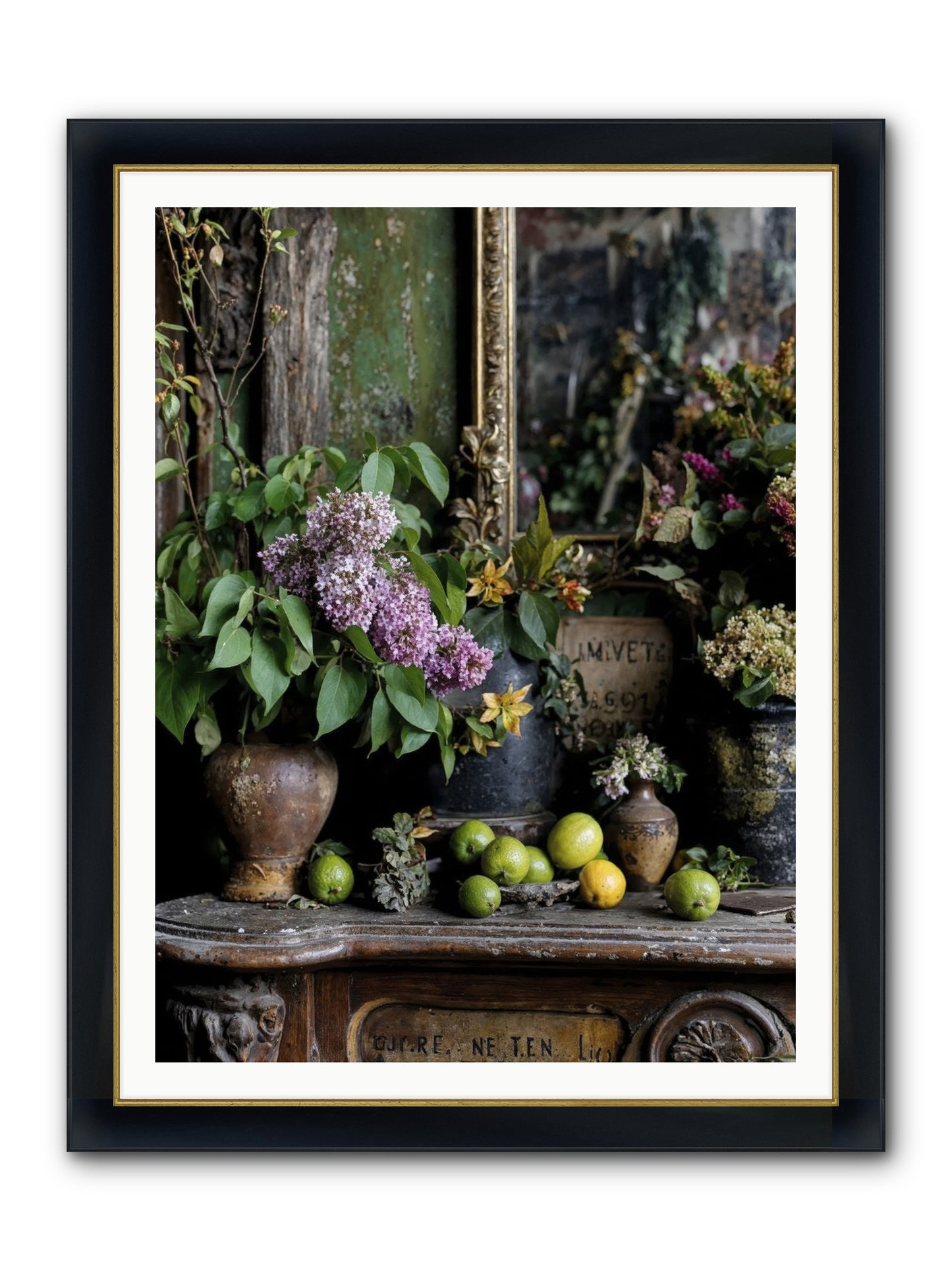 Midsummer's Garden Scheme Framed Print - Wide Black w/Gold 36x48
