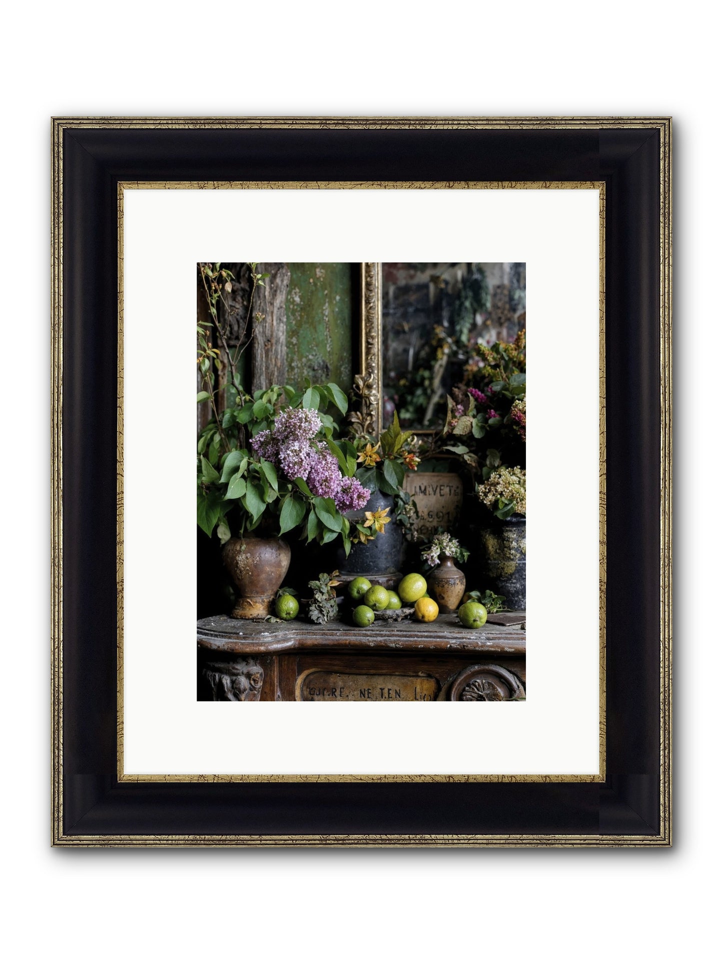 Midsummer's Garden Scheme Framed Print - Black & Gold 9x12