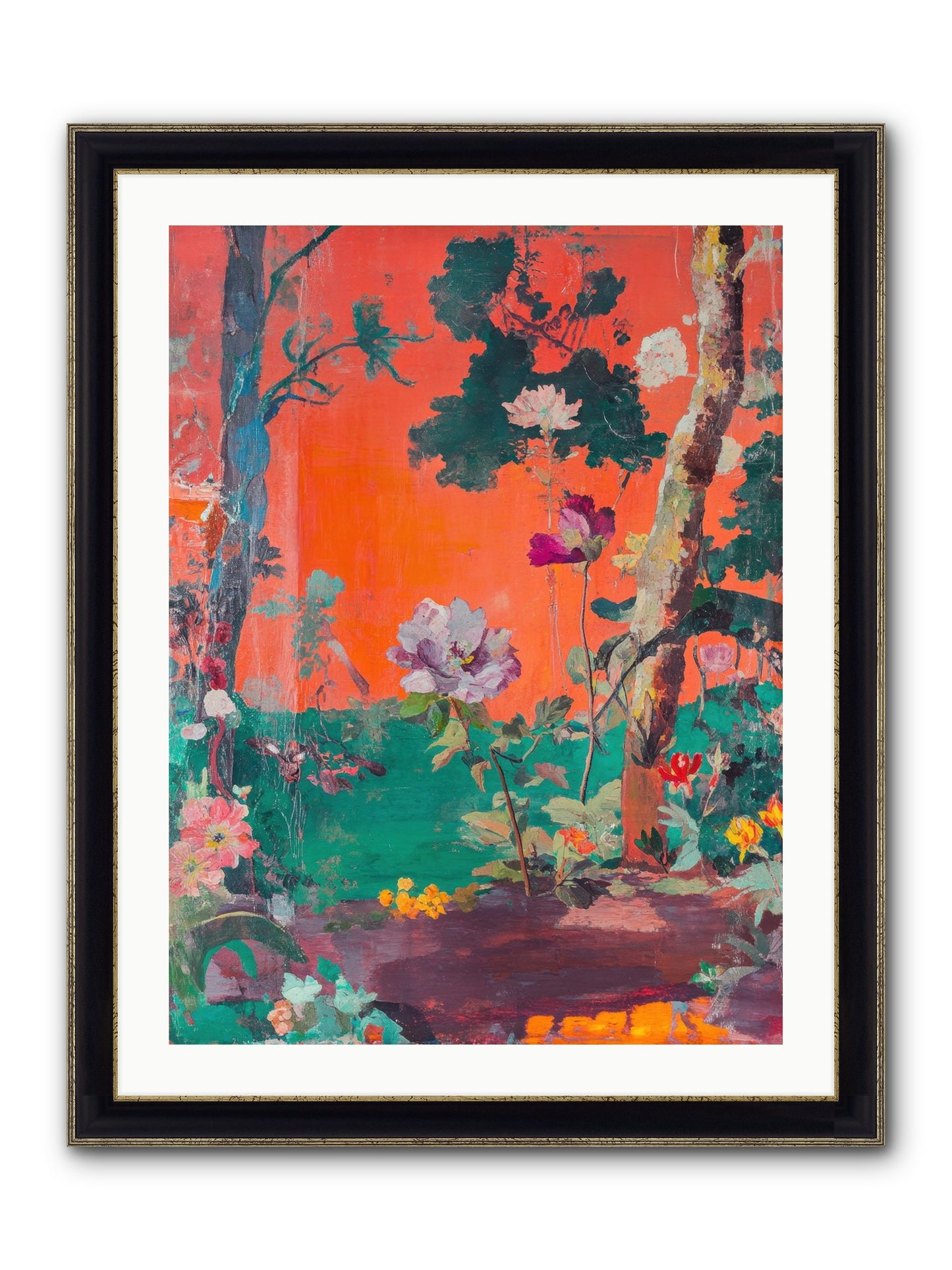 Midsummer's Verdancy Framed Print - Black & Gold 24x32
