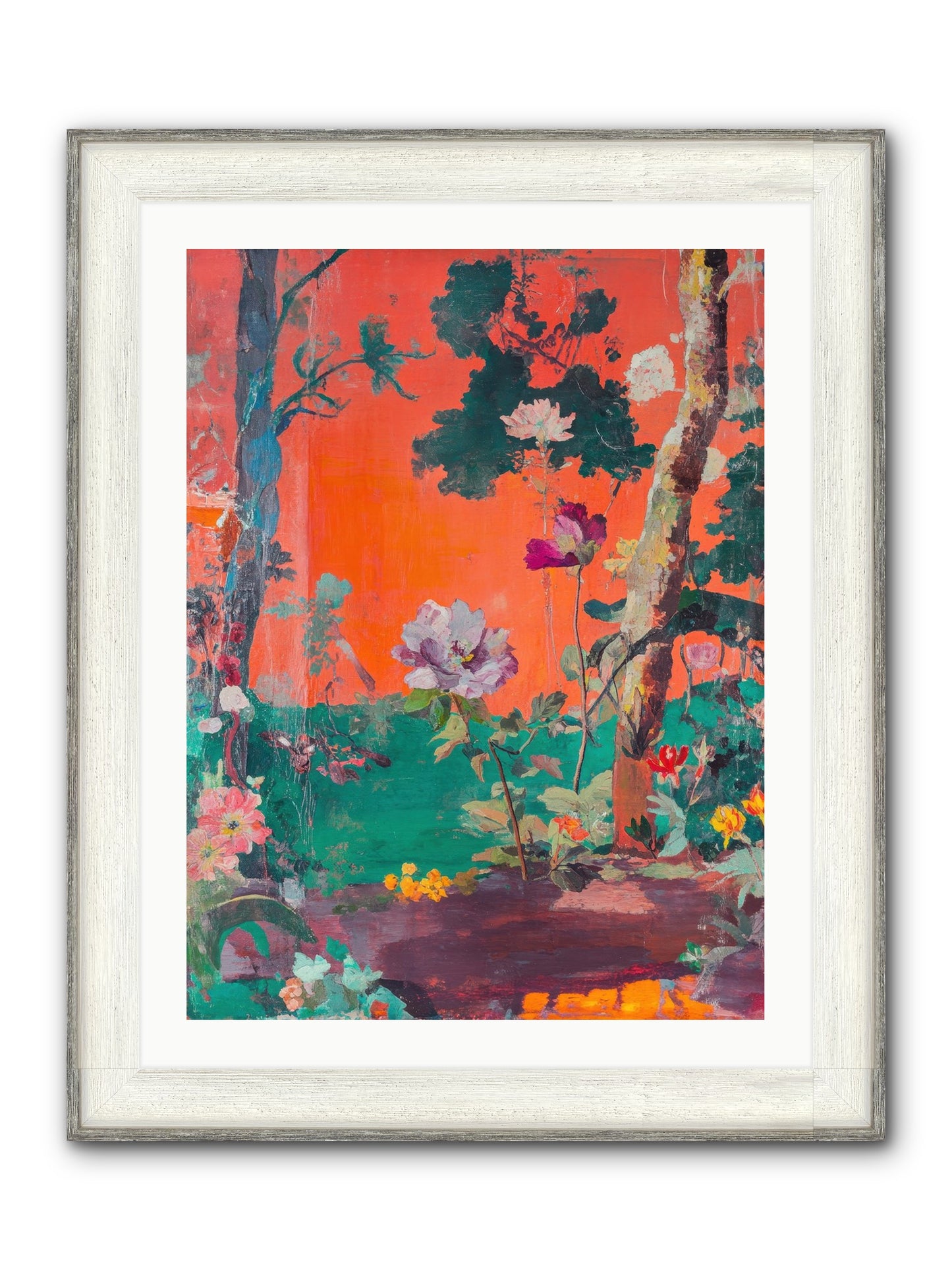 Midsummer's Verdancy Framed Print - Driftwood White 24x32