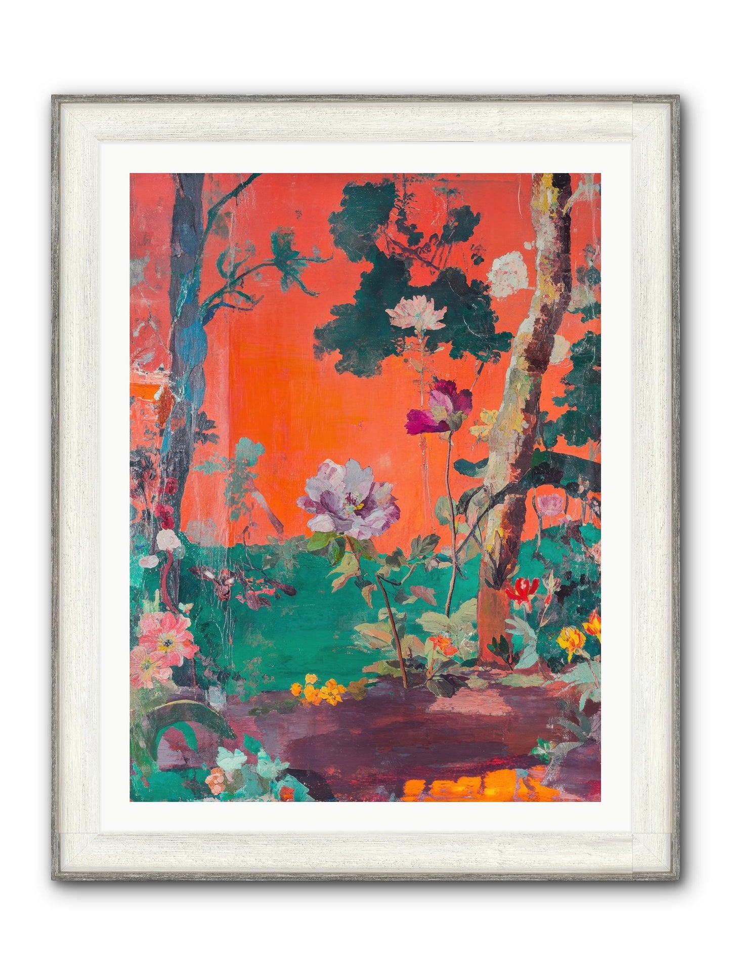 Midsummer's Verdancy Framed Print - Driftwood White 30x40