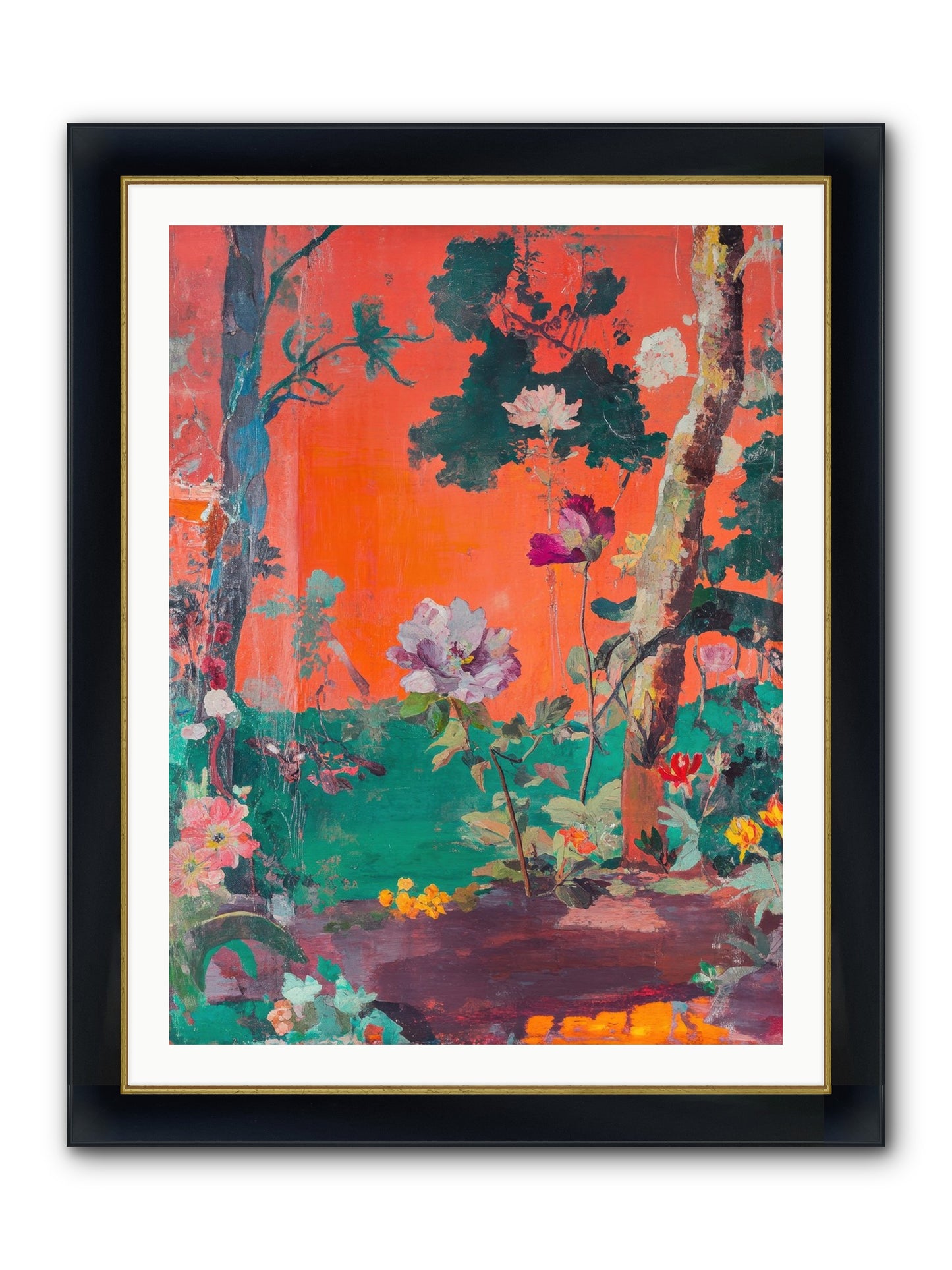Midsummer's Verdancy Framed Print - Wide Black w/Gold 30x40
