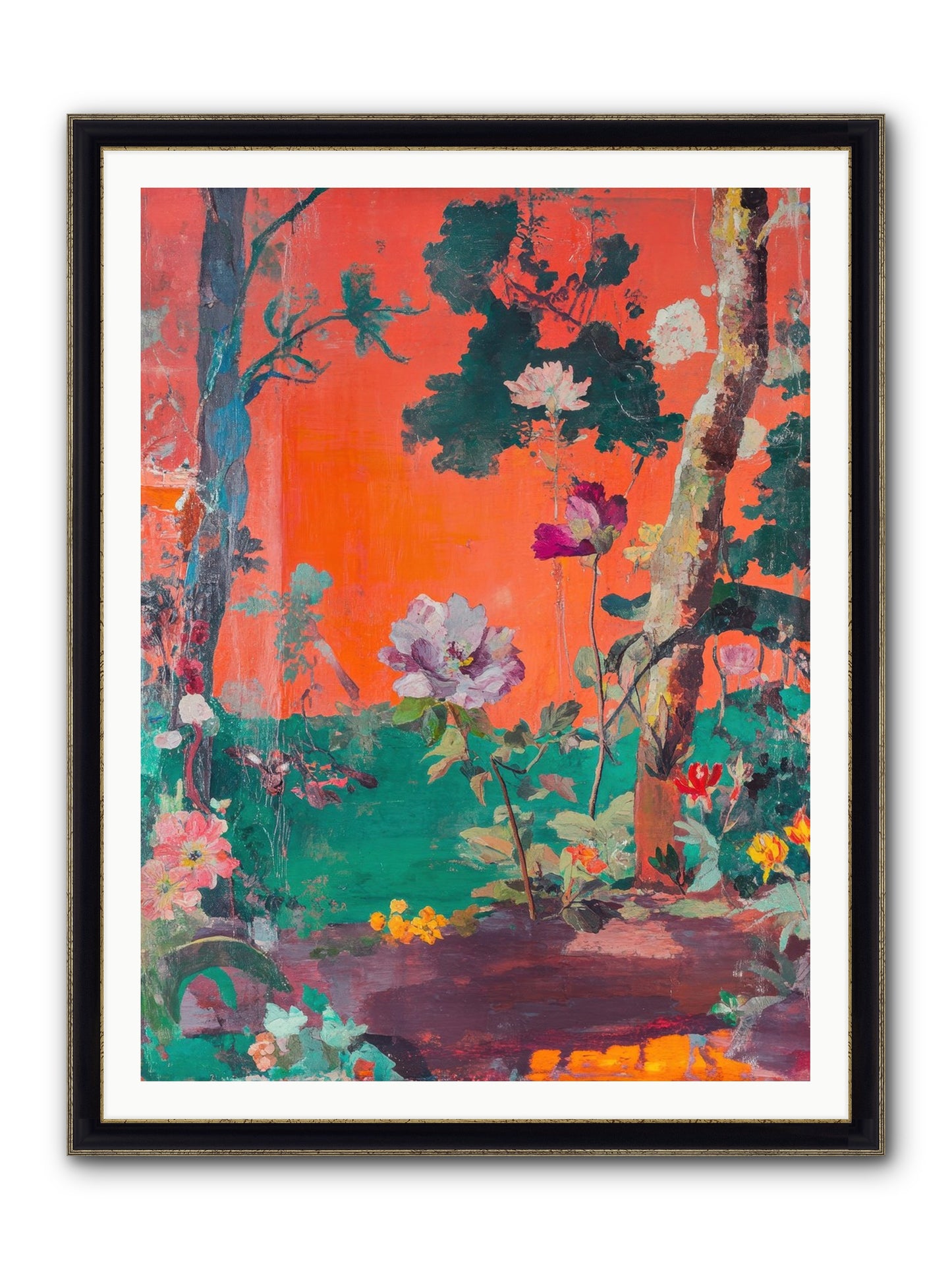 Midsummer's Verdancy Framed Print - Black & Gold 36x48