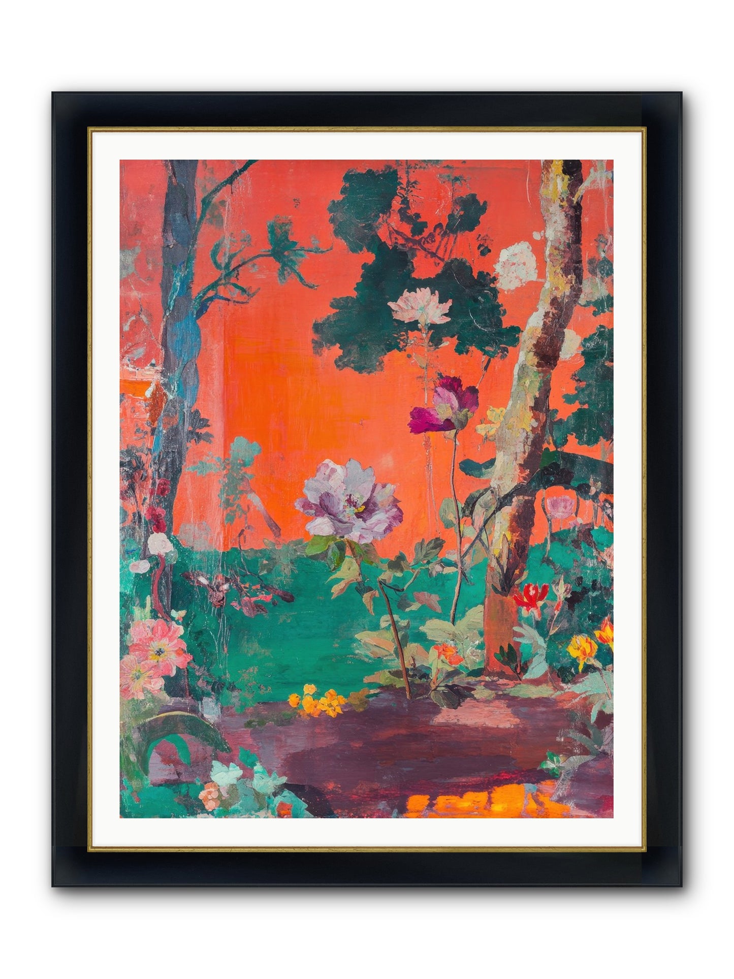 Midsummer's Verdancy Framed Print - Wide Black w/Gold 36x48