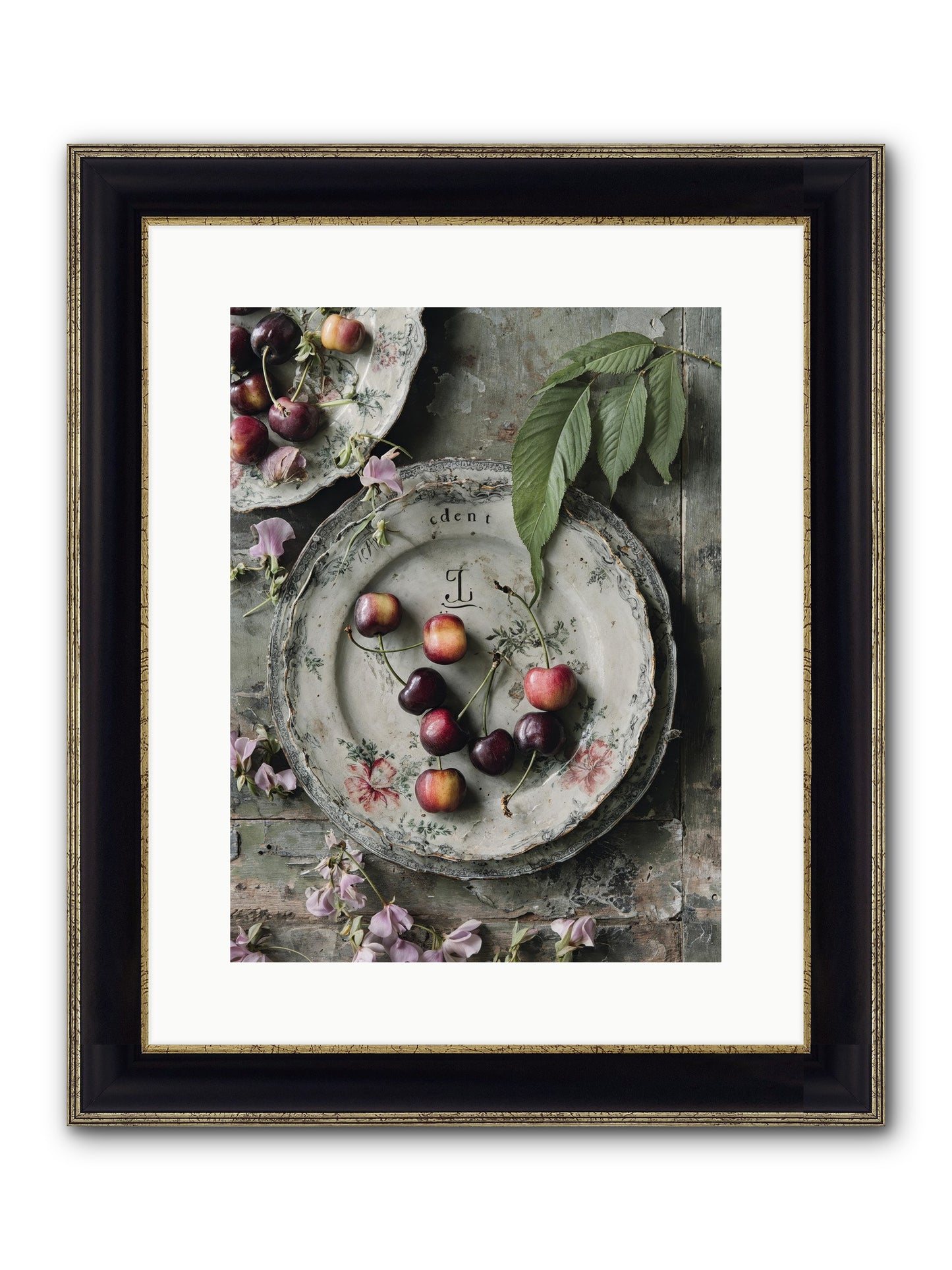 Mignonette Framed Print - Black & Gold 12x16