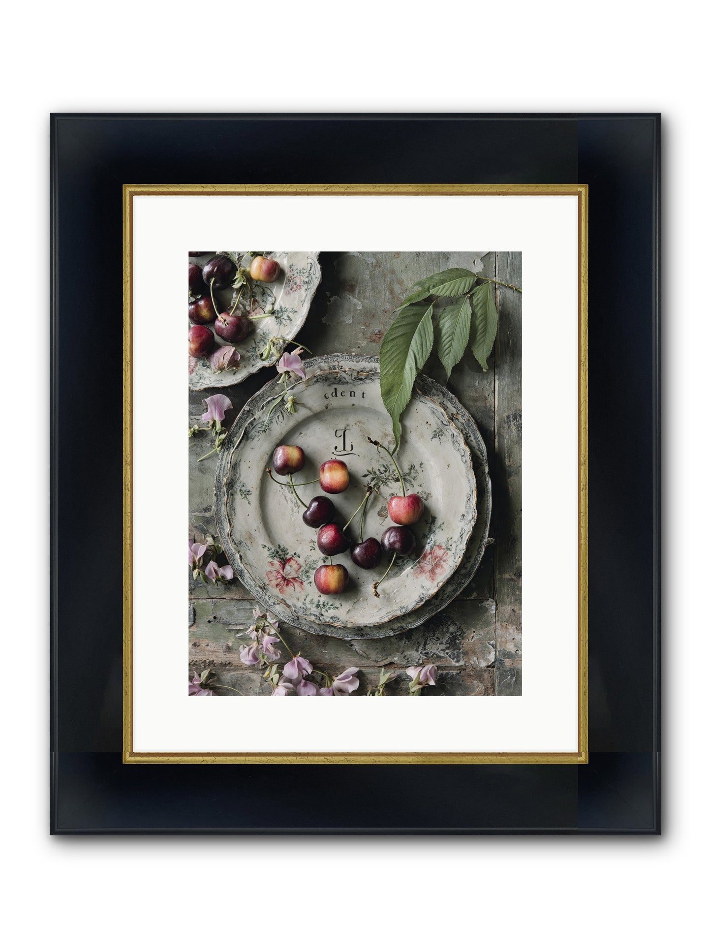 Mignonette Framed Print - Wide Black w/Gold 12x16