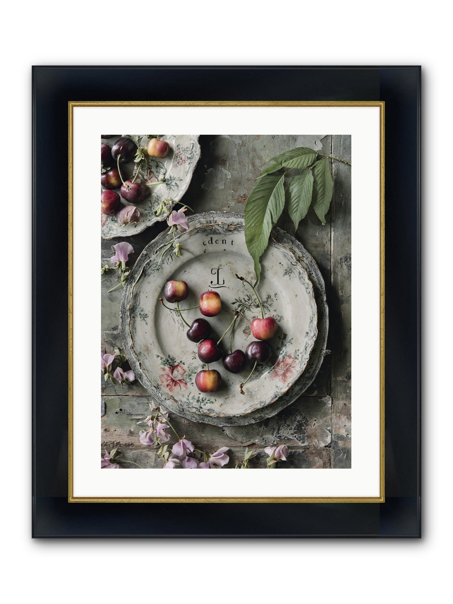 Mignonette Framed Print - Wide Black w/Gold 18x24