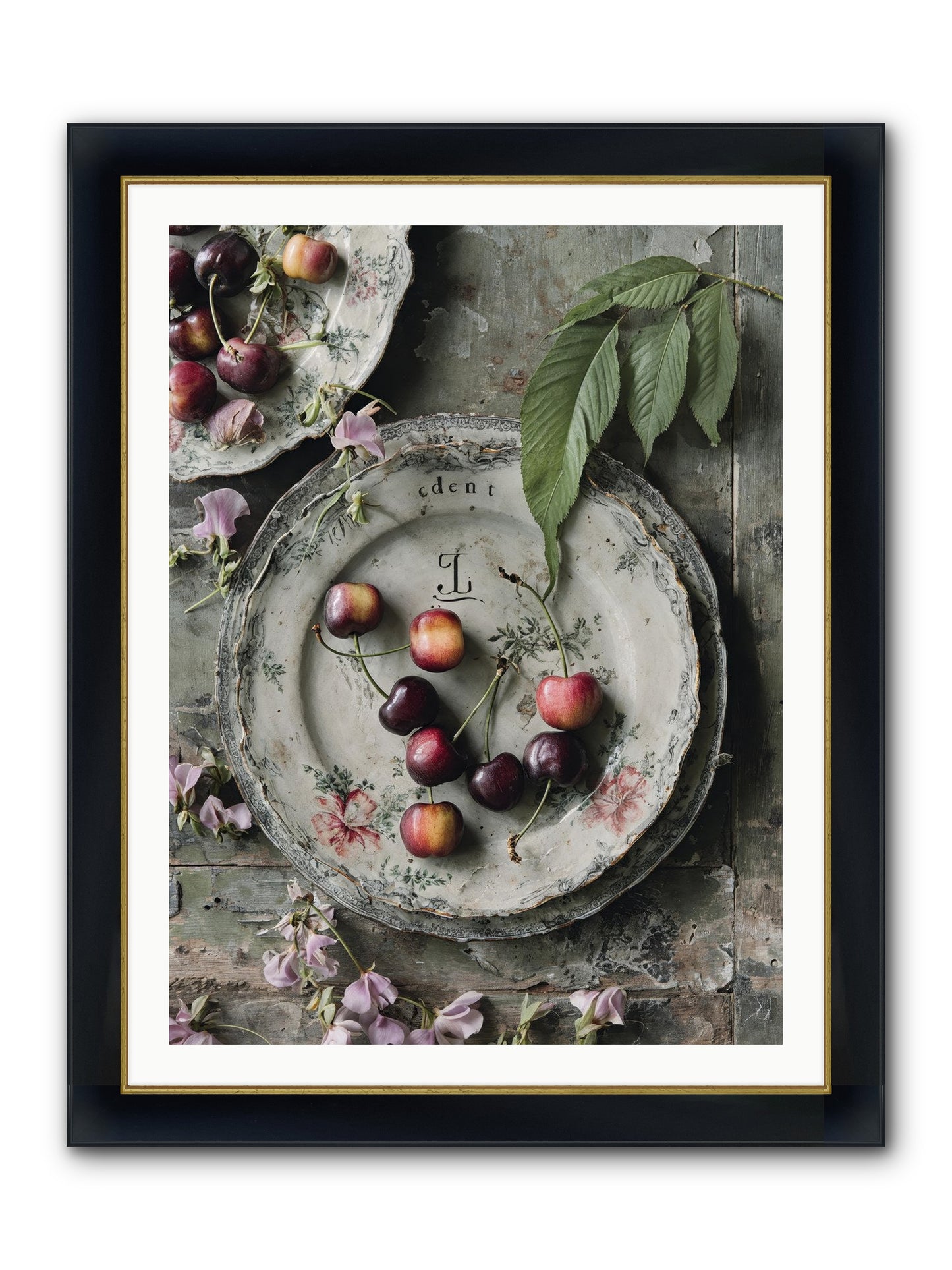Mignonette Framed Print - Wide Black w/Gold 30x40